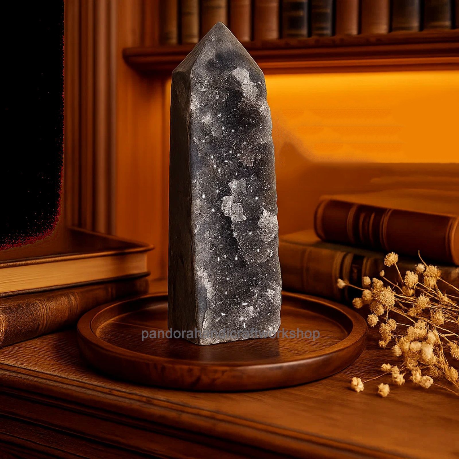 Black Sphalerite Crystal Tower Healing Crystal Obelisk Wand Reiki Christmas Gift