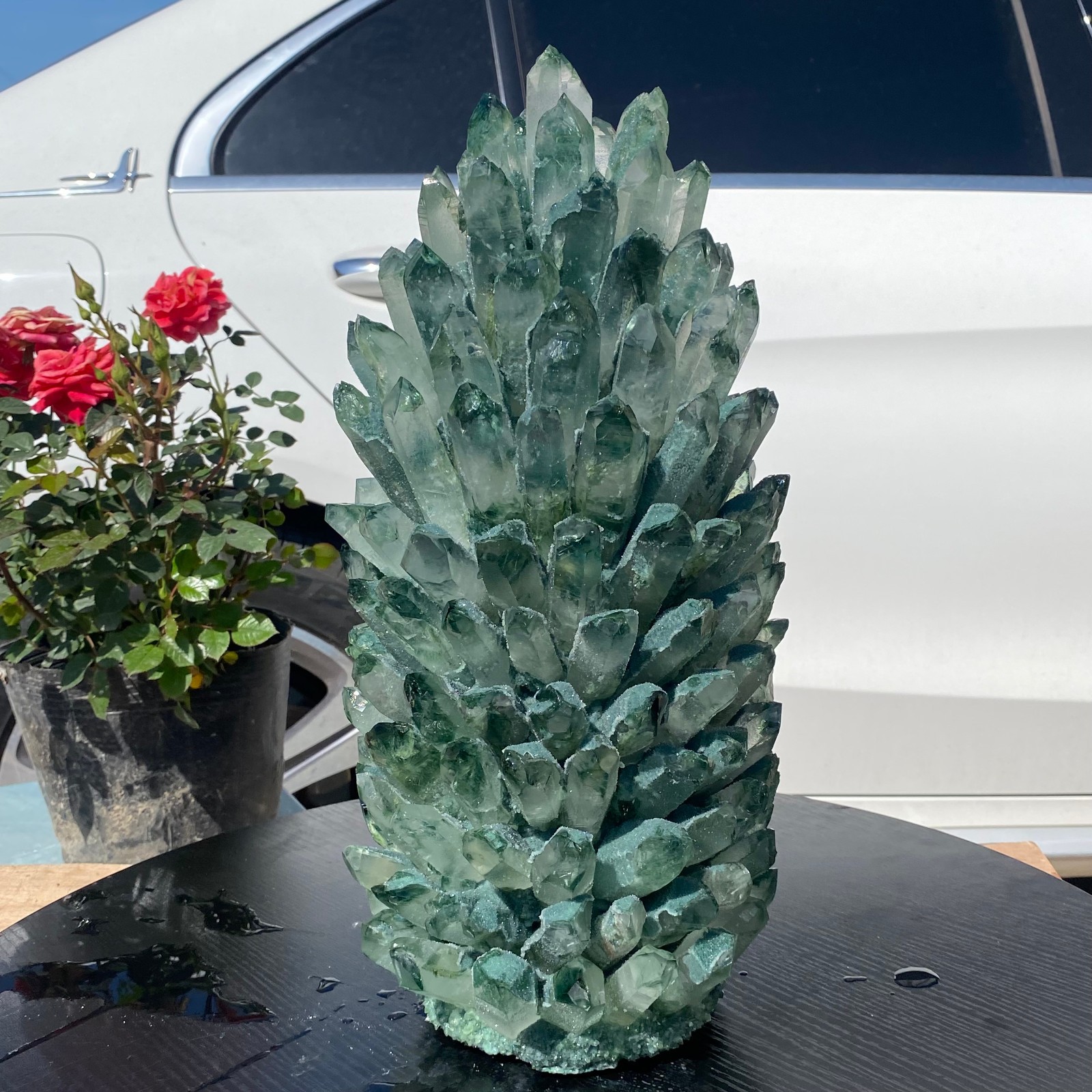 30LB Newly discovered green phantom quartz crystal cluster minerals