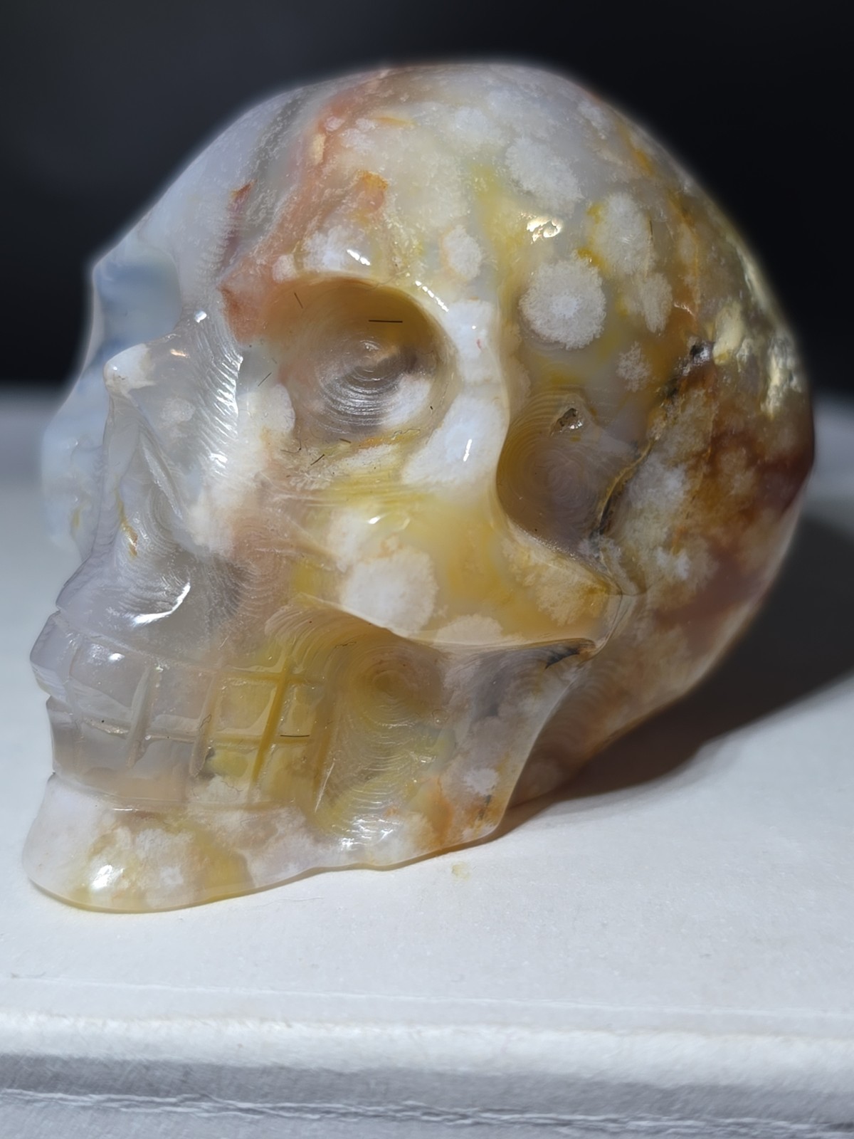 Flower Agate Skull 4.5 Oz. 126g 2″ X 1.75 “