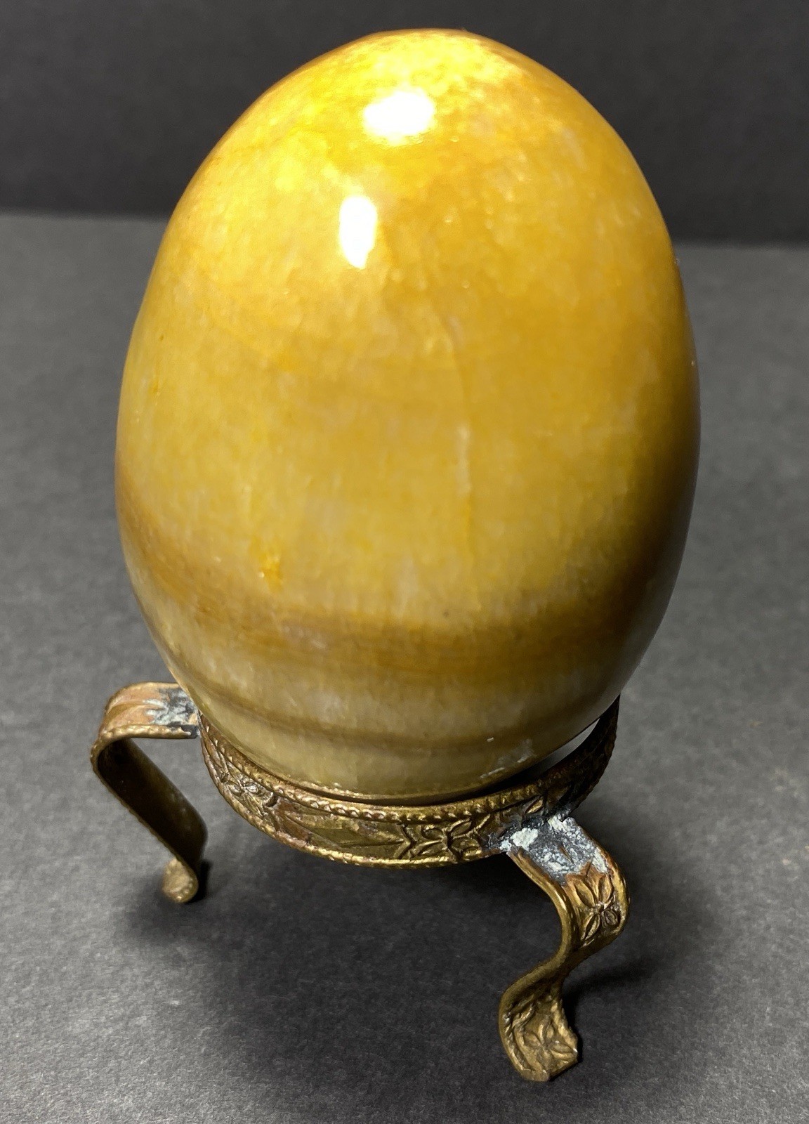 Natural Onyx Stone Egg With Stand Hand Polished Banded Agate Calcite Crystal