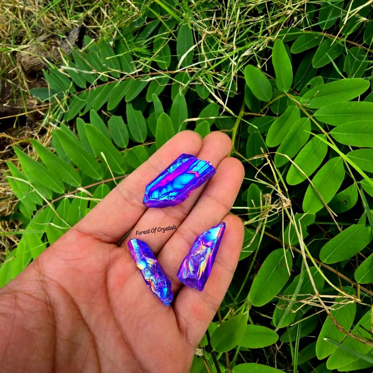 Titanium Purple Aura Crystal Point 25-35mm | Gridding Reiki Stone Jewelry Making