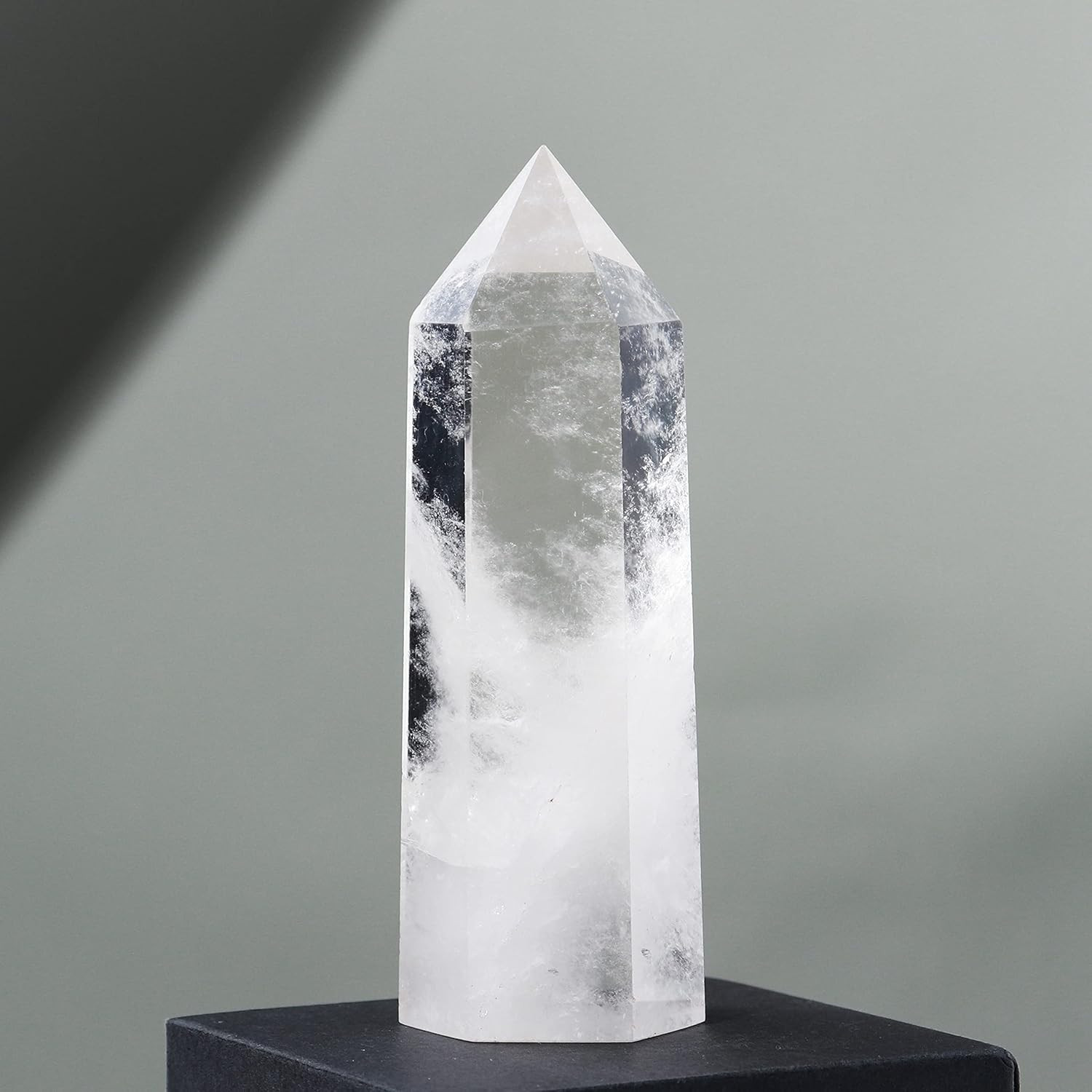 Large Clear Quartz Healing Crystal Wand 4.72″-5″ Natural Crystal Tower 6 Faceted