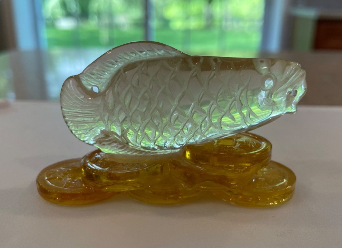 Citrine fish carving