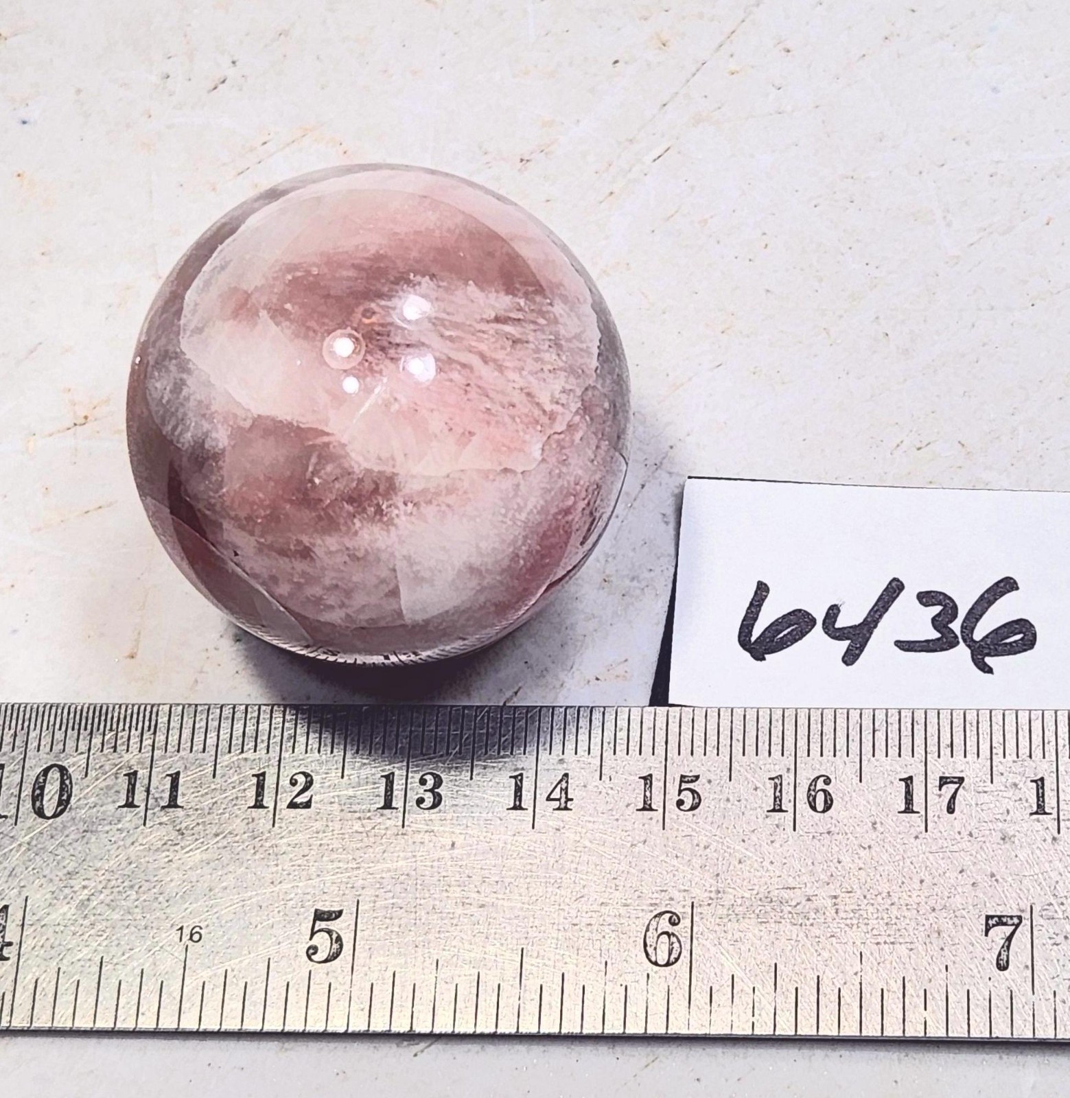 Fluorescent Boquillas Calcite 38mm Sphere – Stunning SW LW Mexican Mineral 6436
