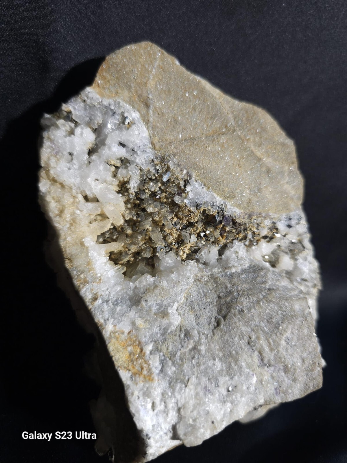 Rare Fluorite on Quartz Crystals with Tourmaline, Magnetite & Pyrite – Stunning