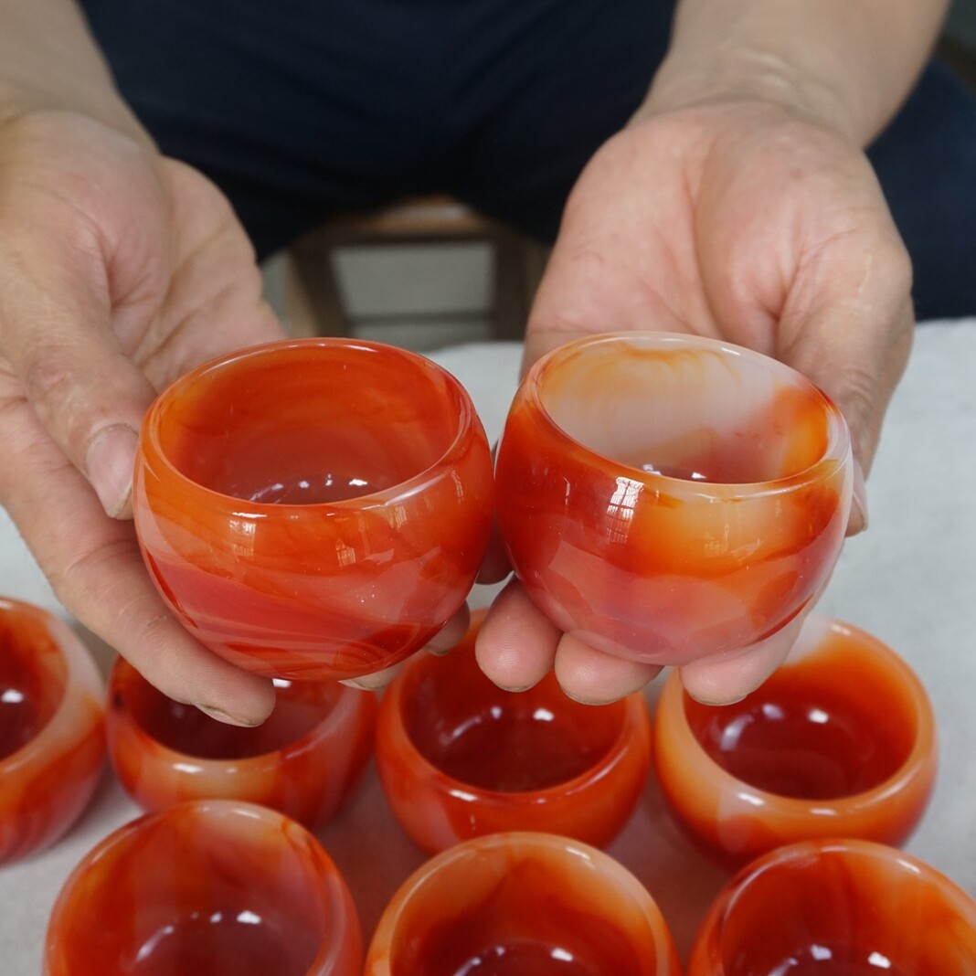 5 Pieces Manmade Art Agate Carnelian Quartz Crystal Bowl Cup Carving Healing