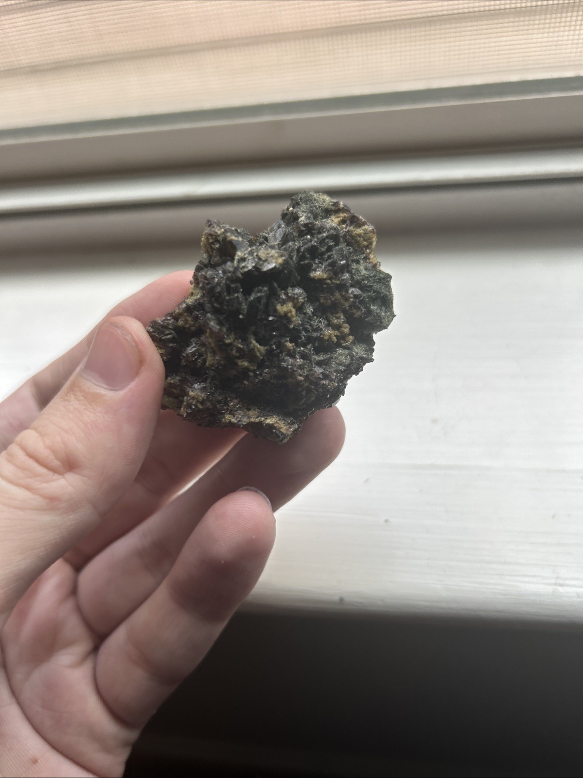 Natural Raw Epidote With Garnets/Magnetite Crystal
