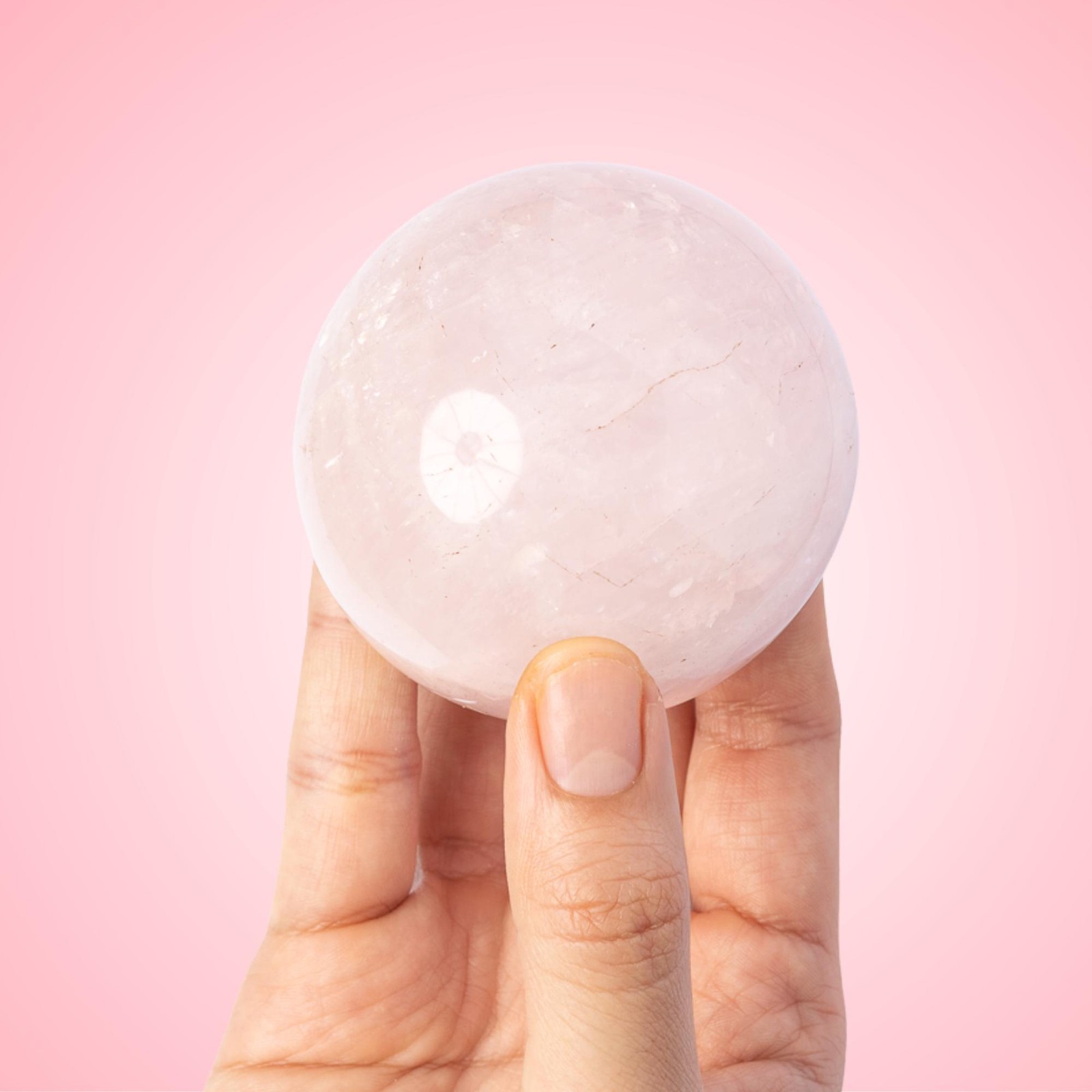Rose Quartz Sphere with Stand Polished Pink Crystal Ball Natural Stone Gift