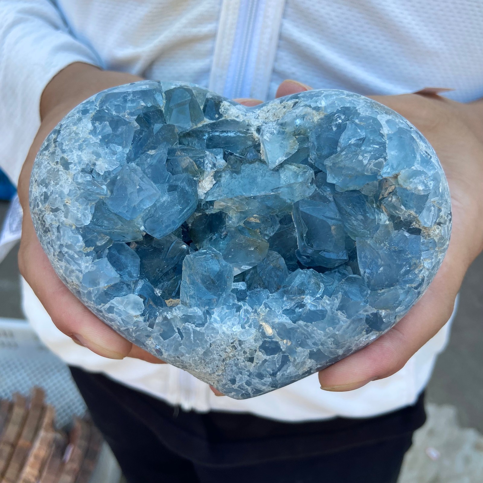 3.4lb Natural Blue Celestite Crystal Geode Quartz Cluster Mineral Specimen heali