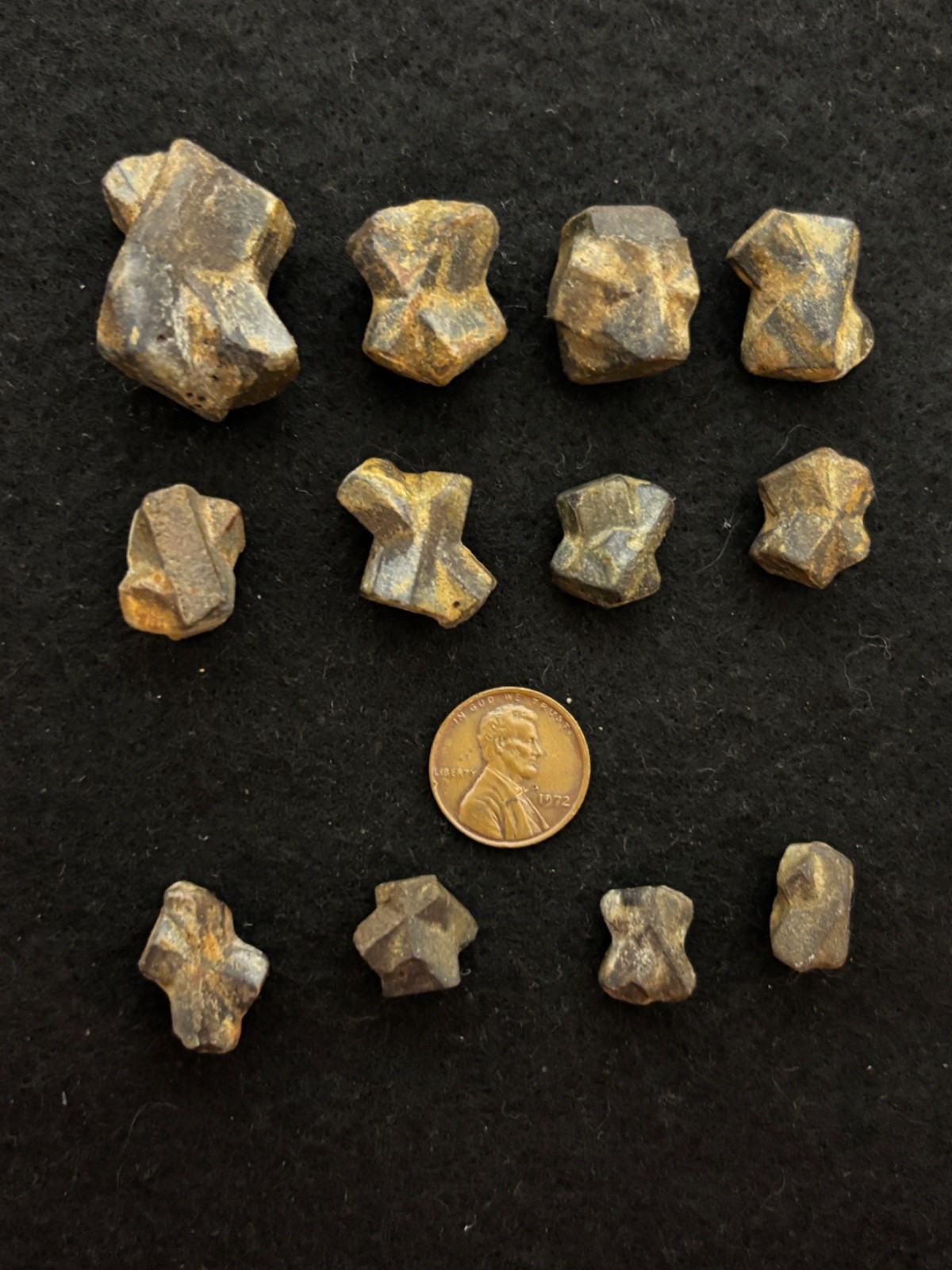 12 Natural Staurolite Fairy Cross Crystals Fannin County Georgia Mineral Lot