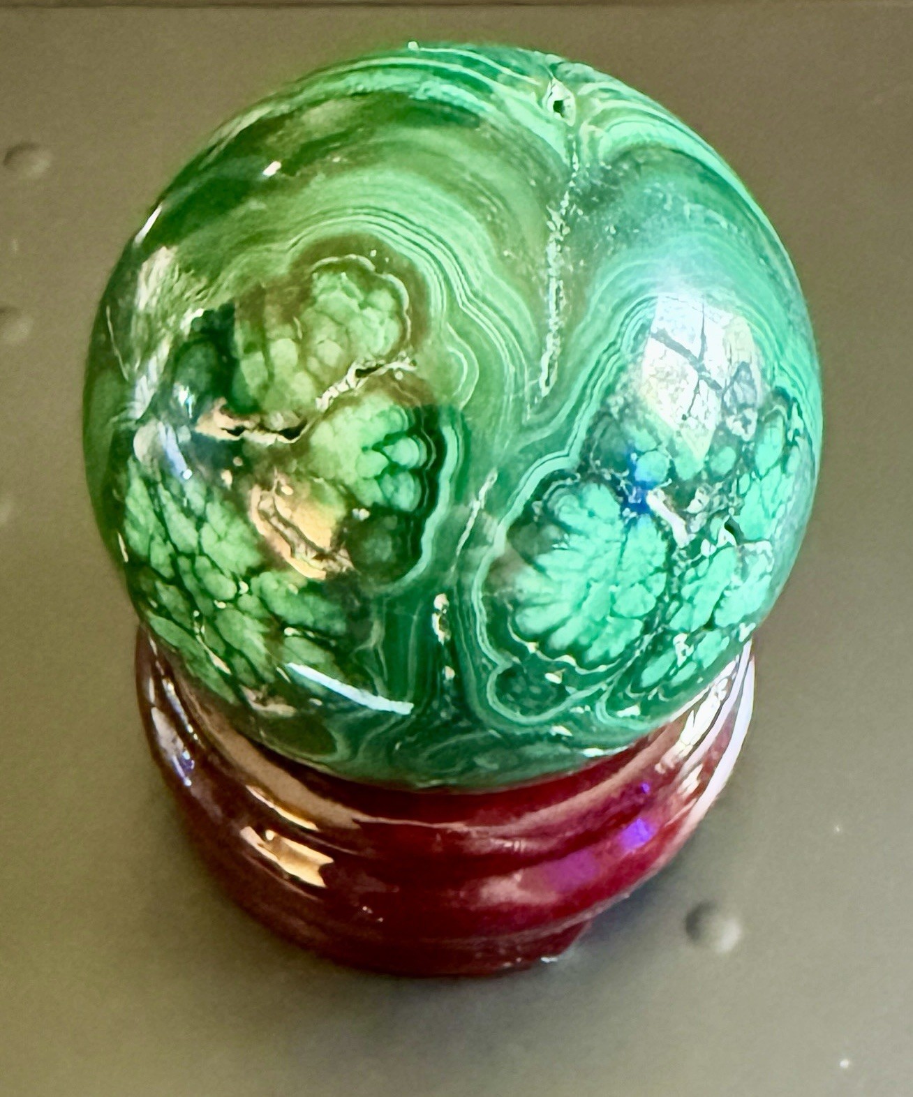 306g Malachite Sphere Natural Gemstone With Stand