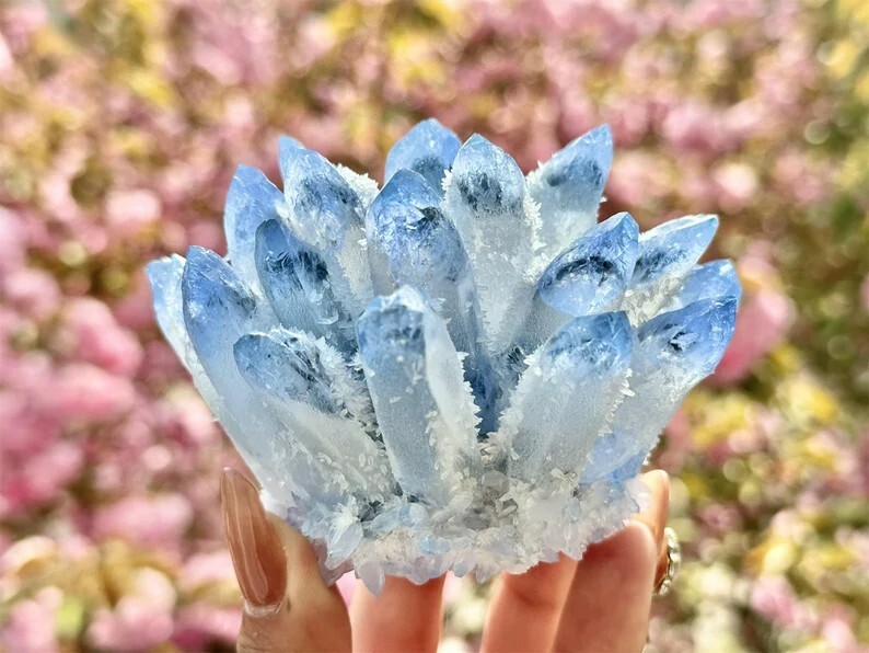 300G+ New Find Large Phantom Quart Blue Crystal Healing Cluster Rocks Specimens