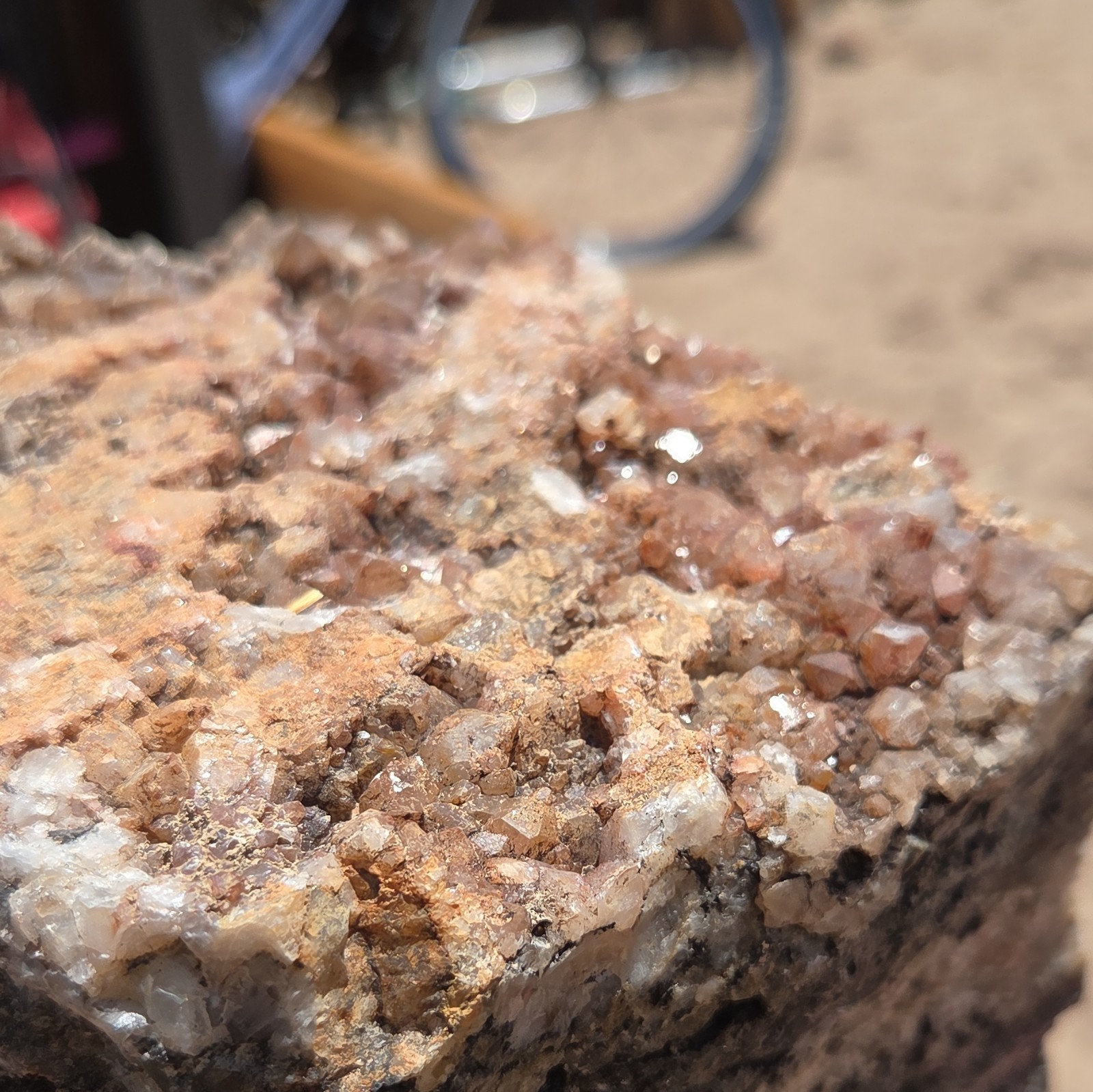 Brown Crystal Cluster on Rock Matrix Natural Mineral Specimen