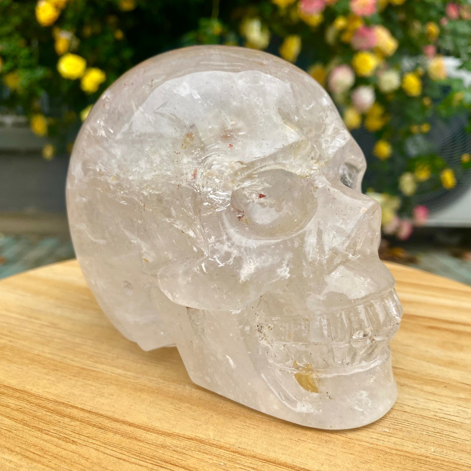 3.08LB TOP! White melting quartz hand carved crystal skull gem reiki healing