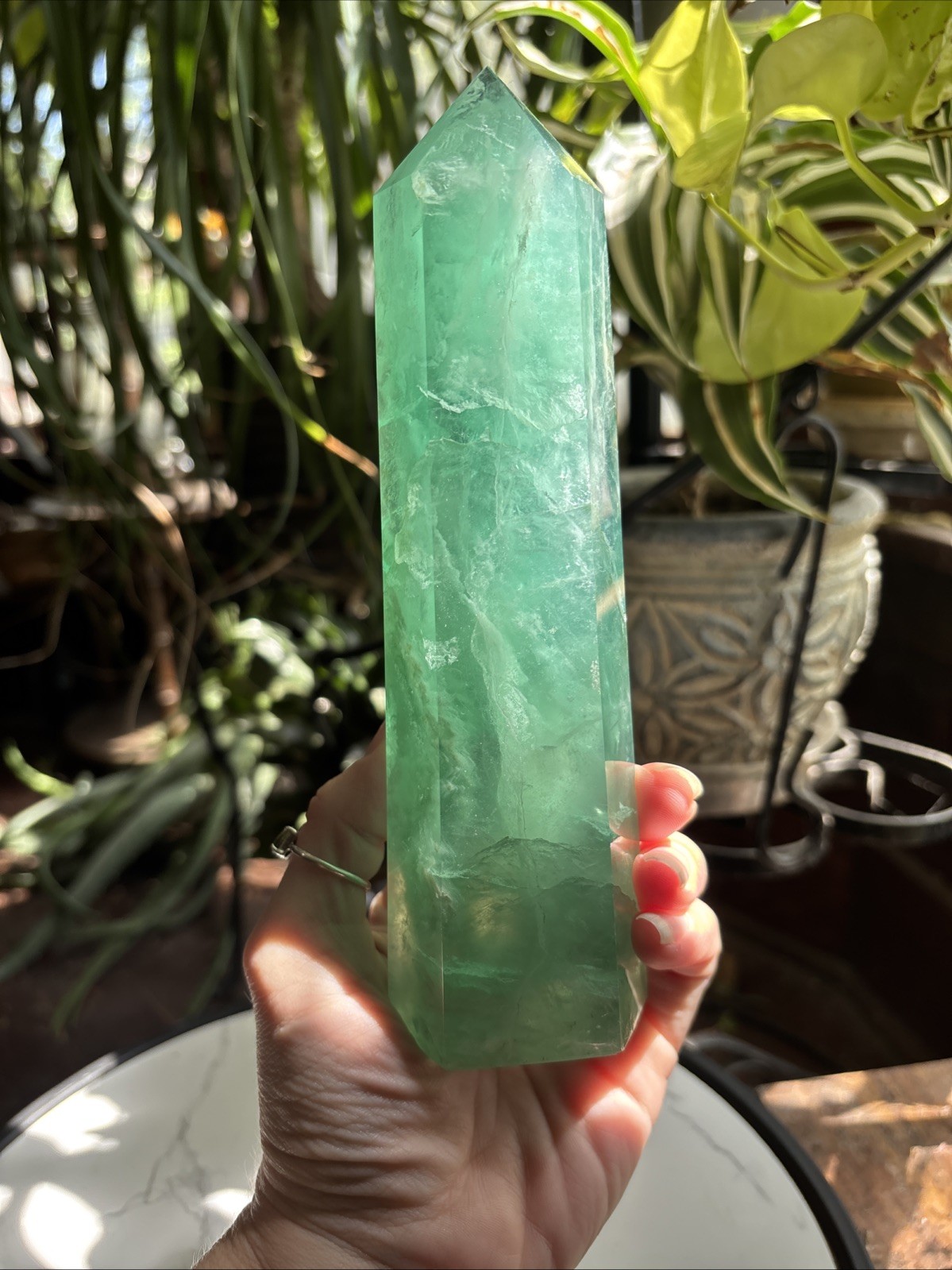 7.75″ Deep Opaque Green Fluorite Tower 726g