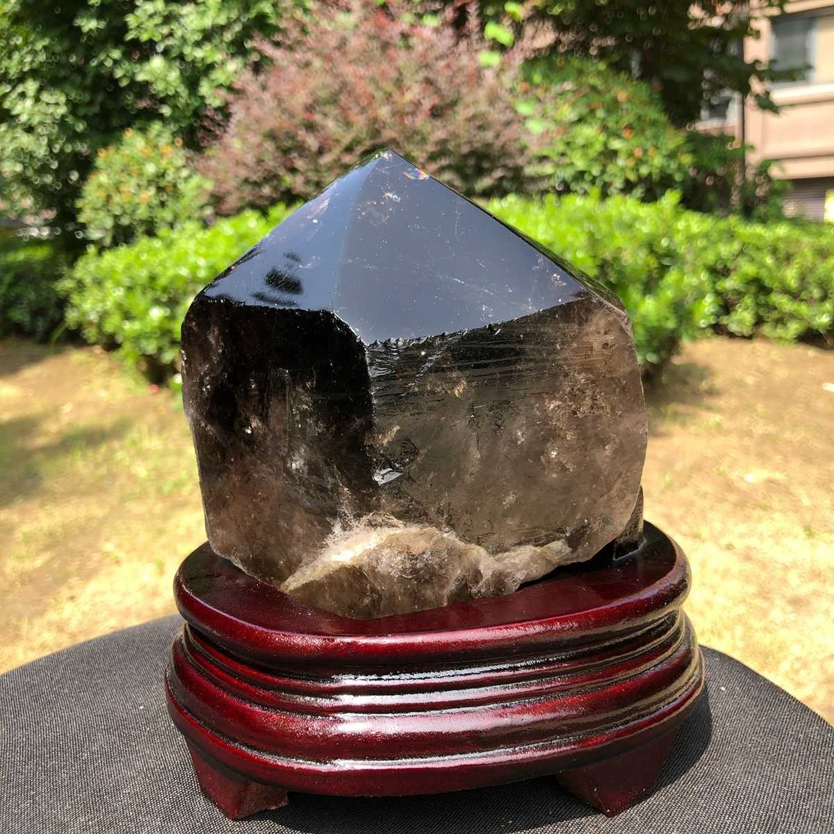 5.25LB Natural Dark tea quartz Crystal Specimen Reiki Mineral Add bracket 1816