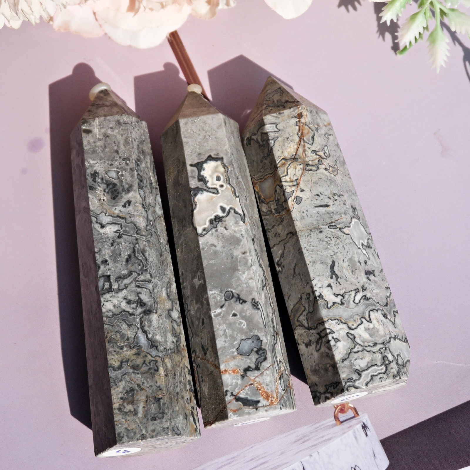 3.5″ Picasso Jasper Point Crystal Tower Natural Healing Stone Reiki Chakra 1PC