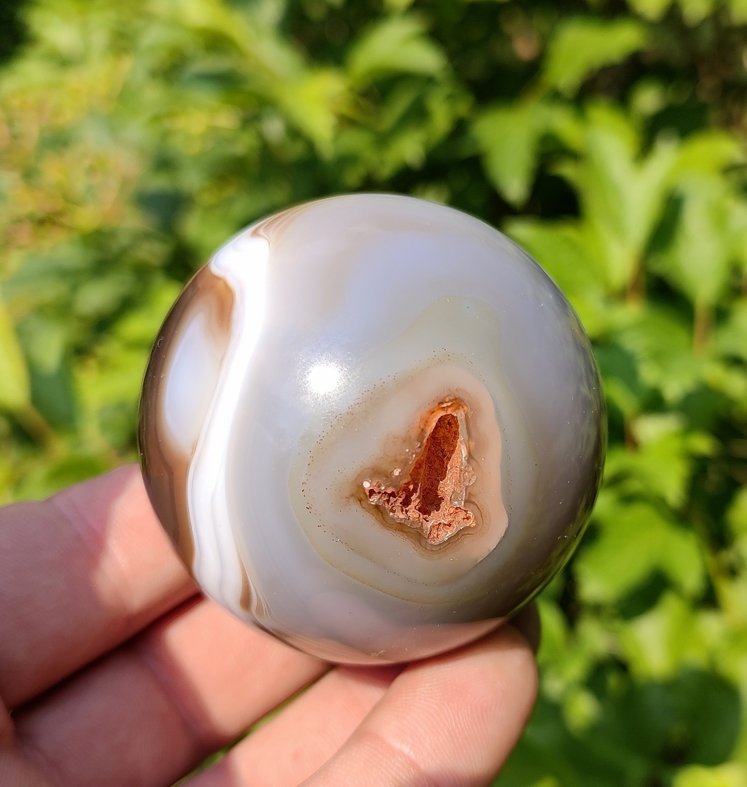 Dramatic 60mm Madagascar Agate Sphere, Mocha Banded Agate Display Sphere