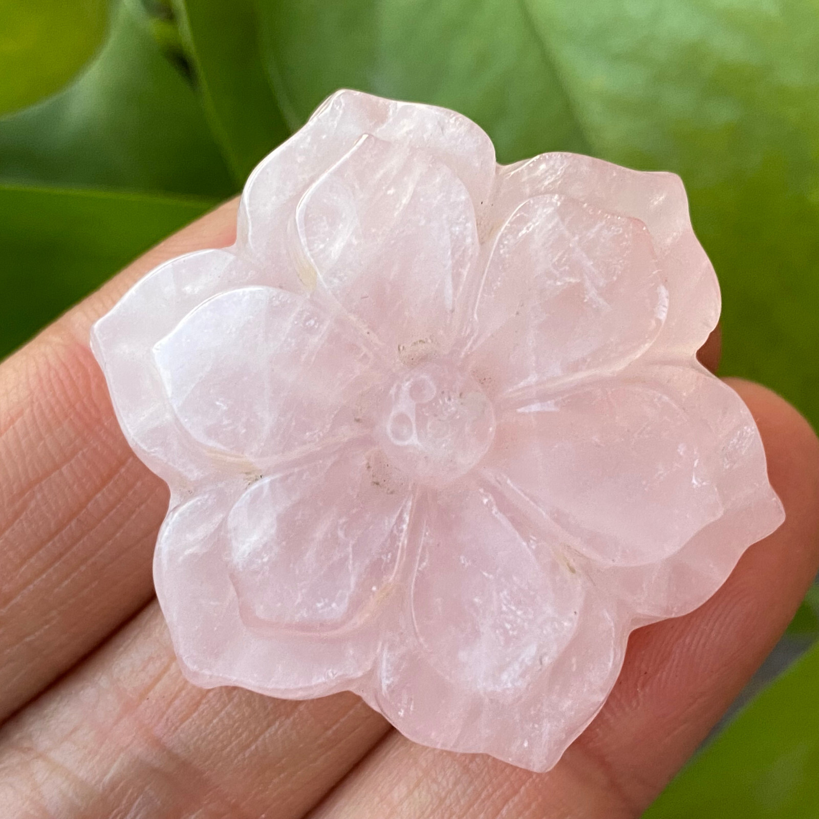 Natural pink rose Quartz flowers skull hand carved reiki Healing 1pc