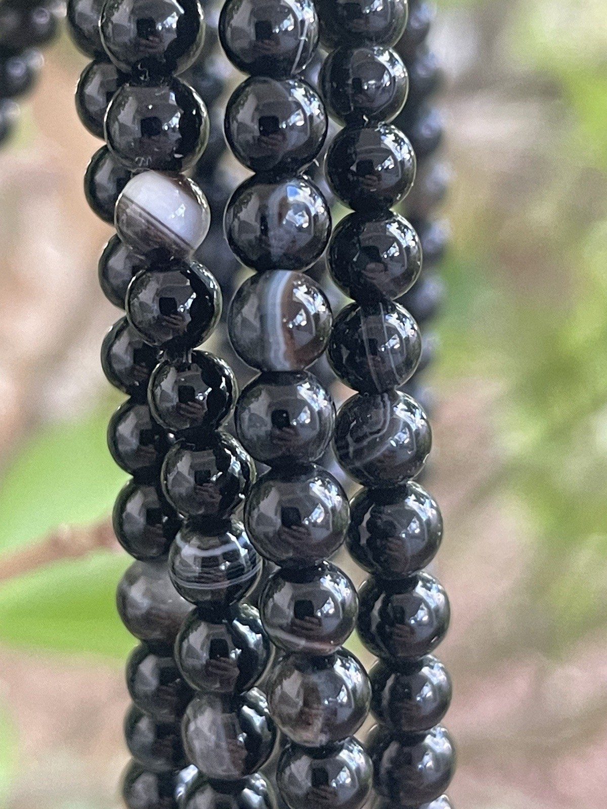 Black Onyx Crystal/Gemstone 4mm Bead Stretch Bracelet (Price For 1)