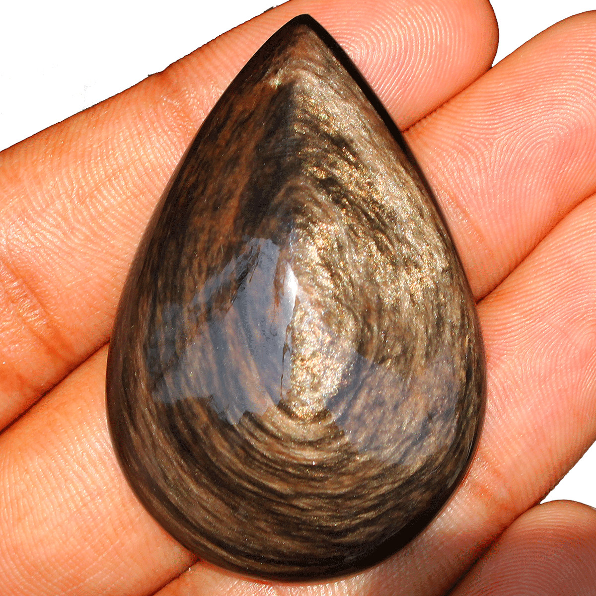 4 Pcs Natural Eye Of Copper Obsidian High Quality Teardrop Crystal Palmstones