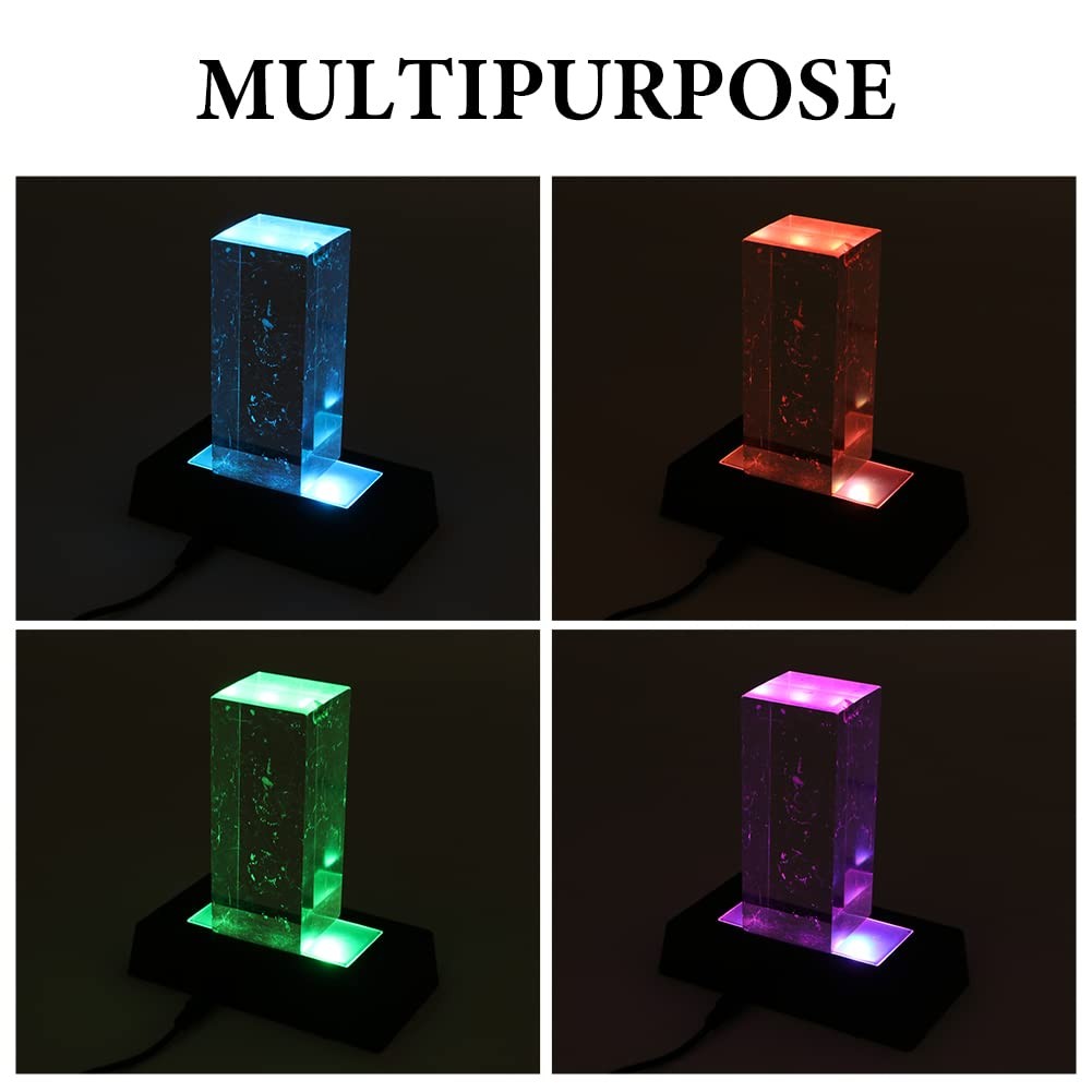 2 Pack Light Stand Base, 7 Color Rectangle Display Pedestal Lighted