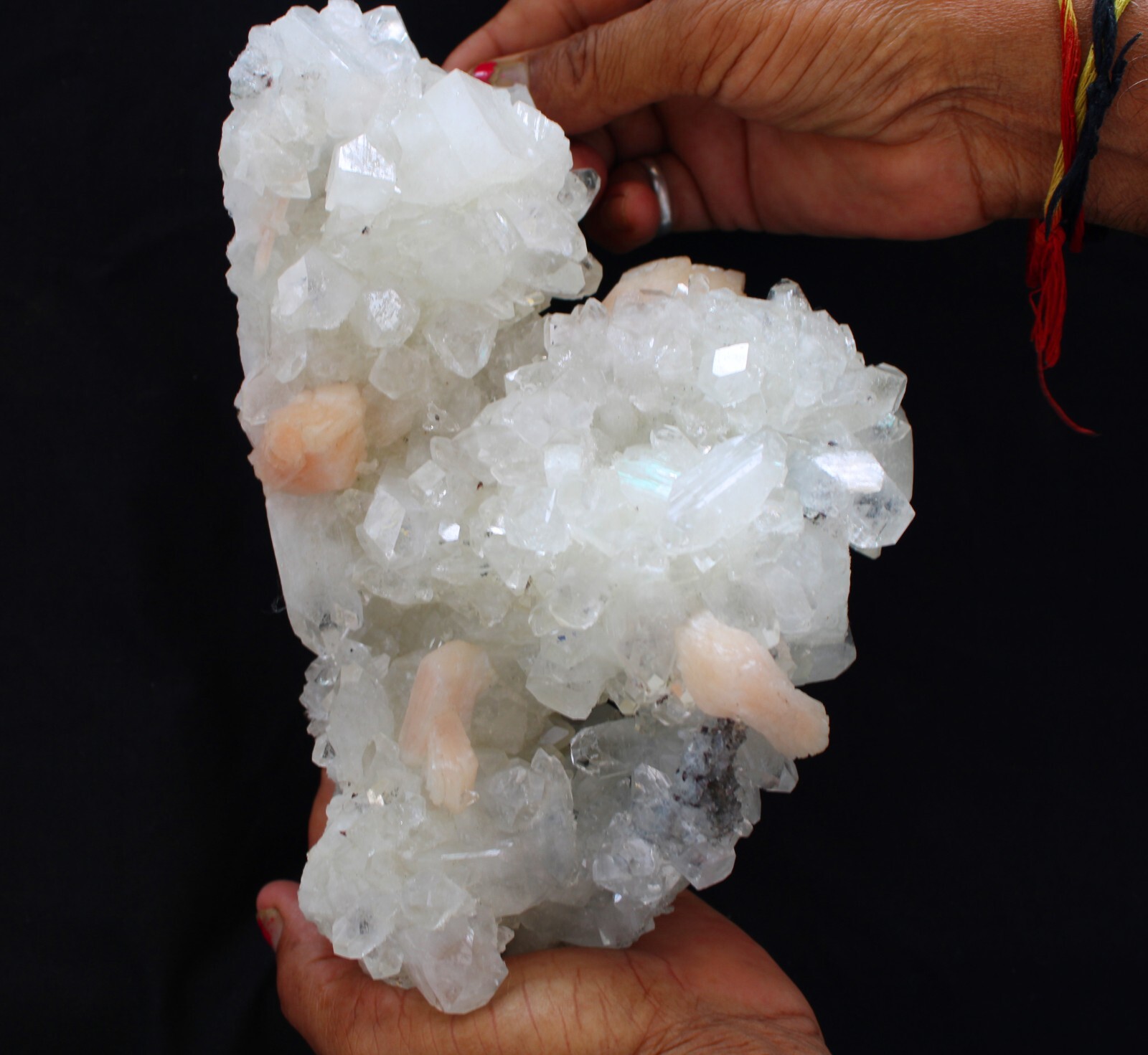 Apophyllite Crystals With Stilbite On Milky Coral Matrix Minerals Specimen