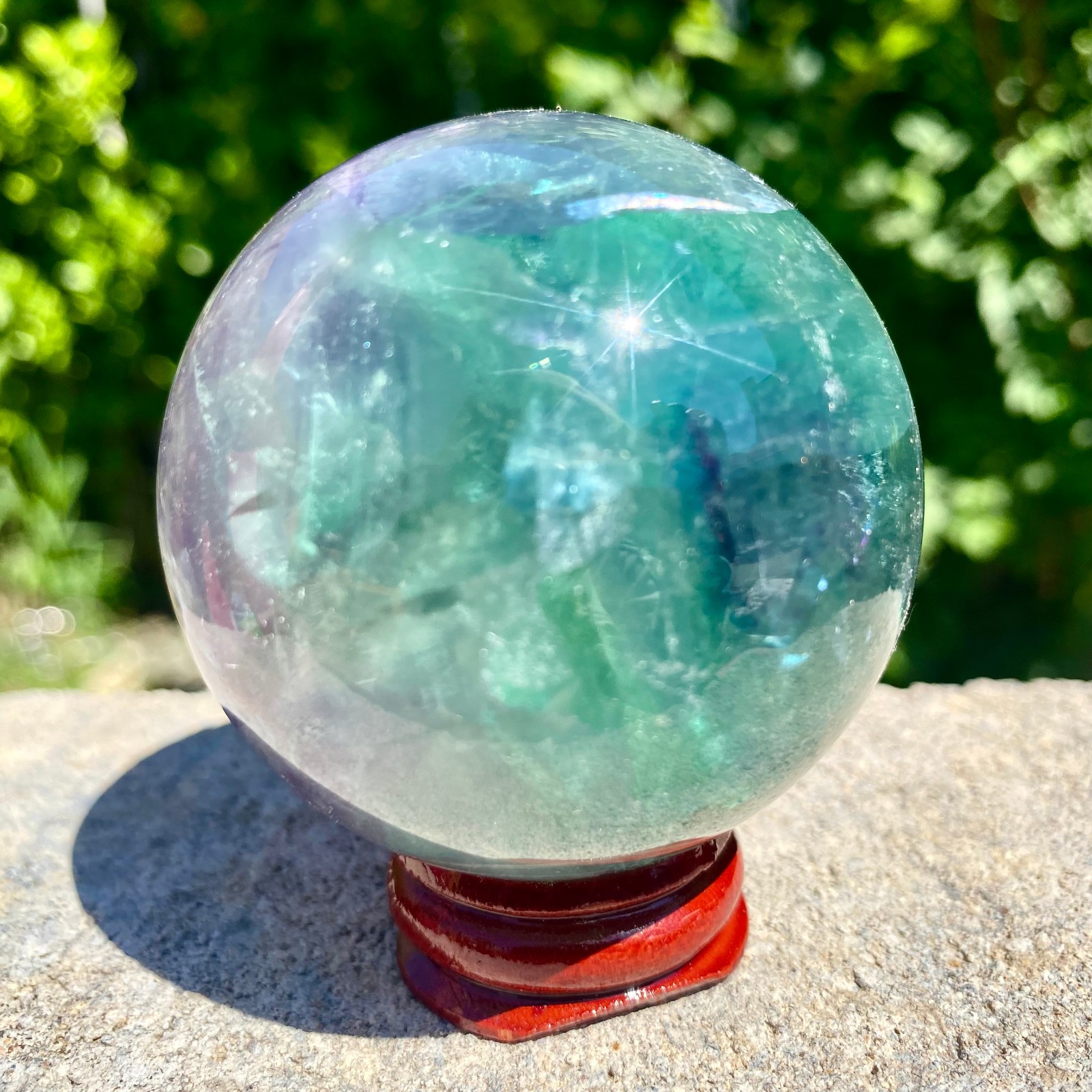 305G natural Green fluorite ball quartz crystal Sphere Reiki energy healing
