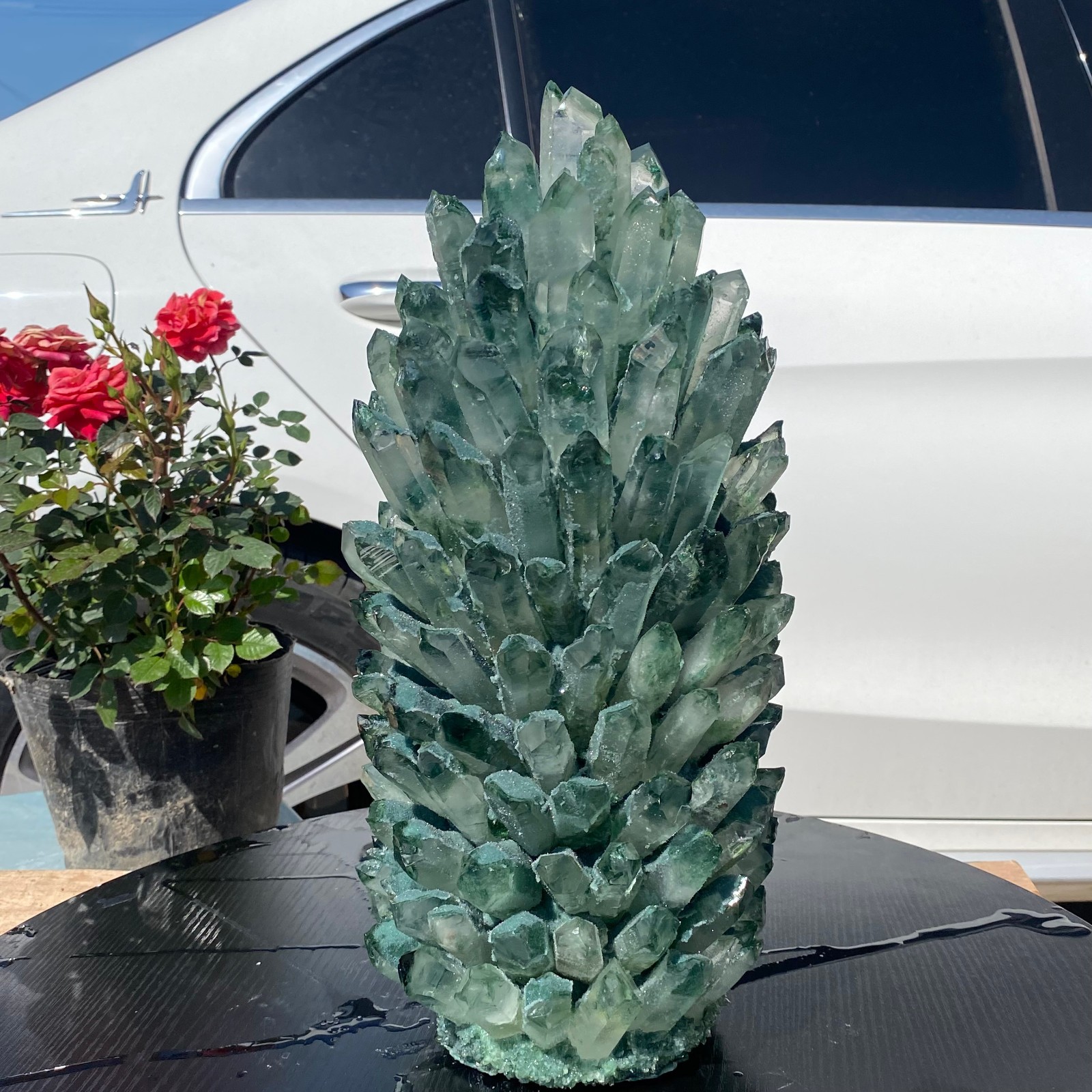 30LB Newly discovered green phantom quartz crystal cluster minerals