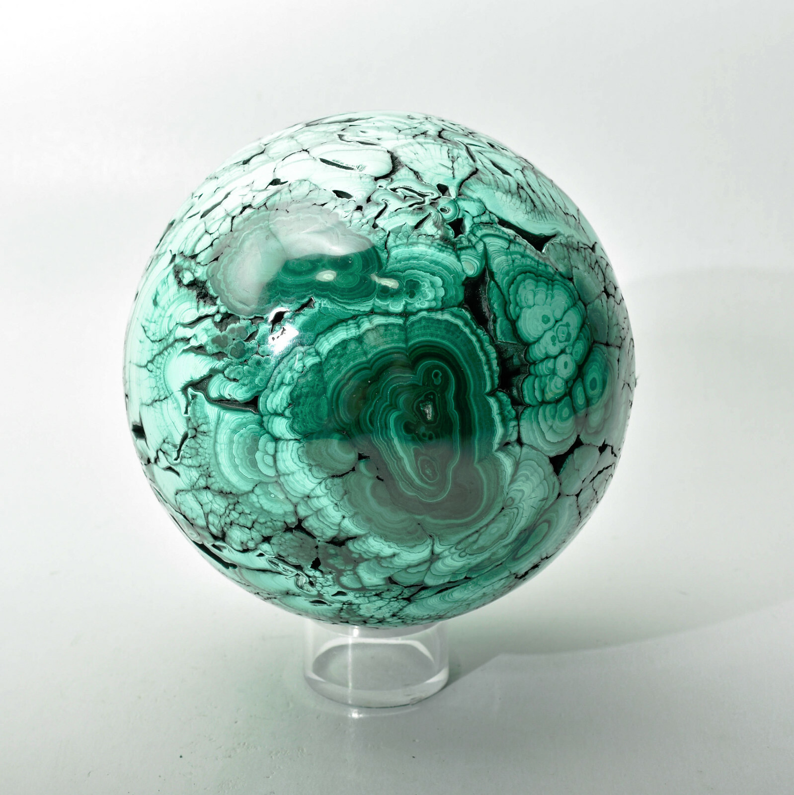 5.31″ Beautiful POLISHED MALACHITE SPHERE With Stand – No Filler Congo E565