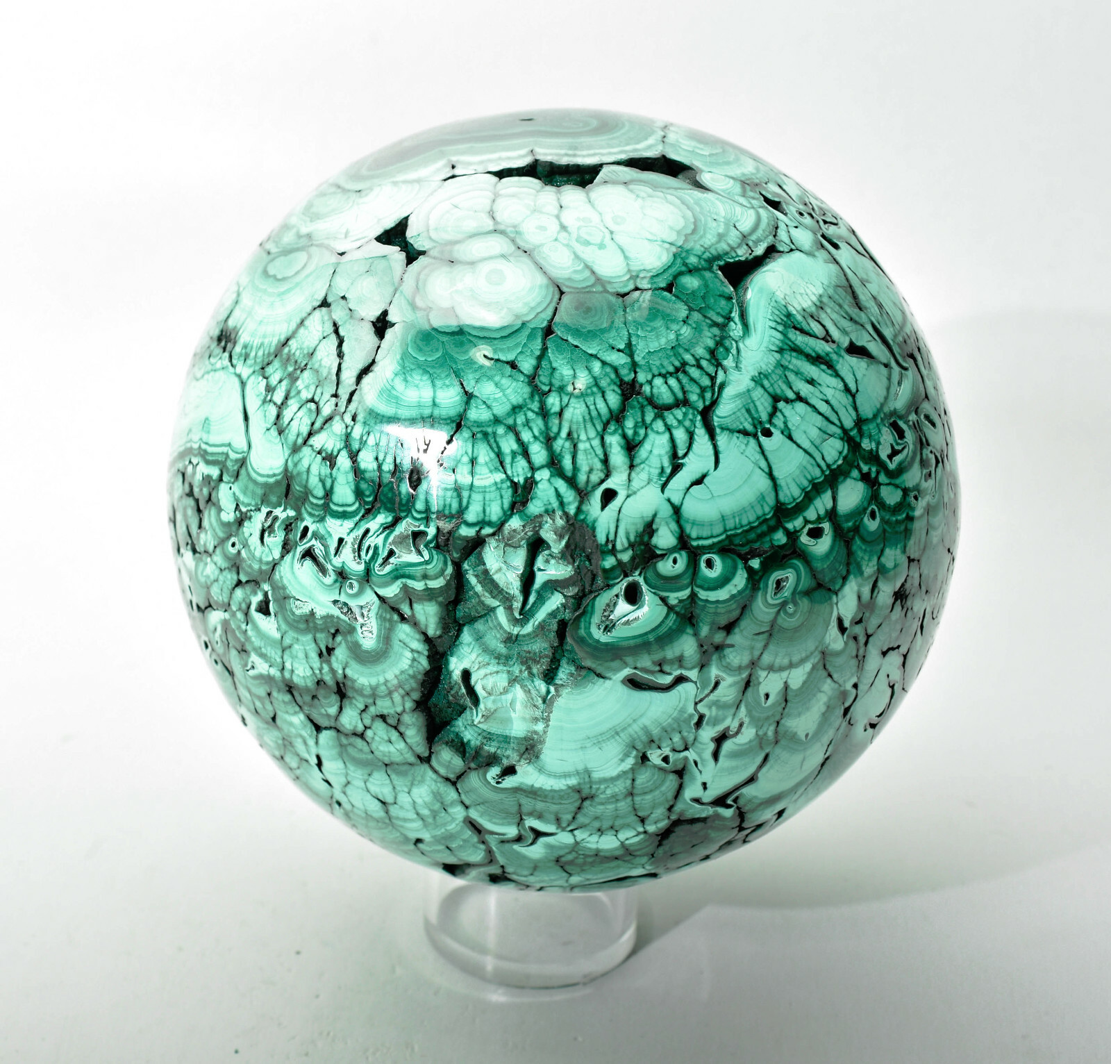 5.31″ Beautiful POLISHED MALACHITE SPHERE With Stand – No Filler Congo E565