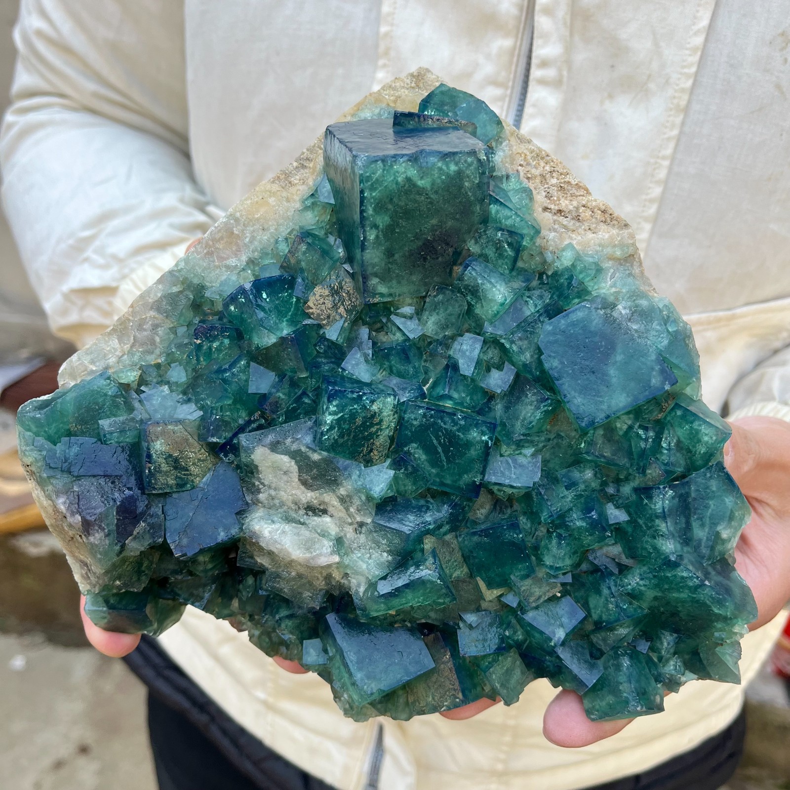 8.2lb Natural cubic green fluorite crystal clusters rough specimen Madagascar