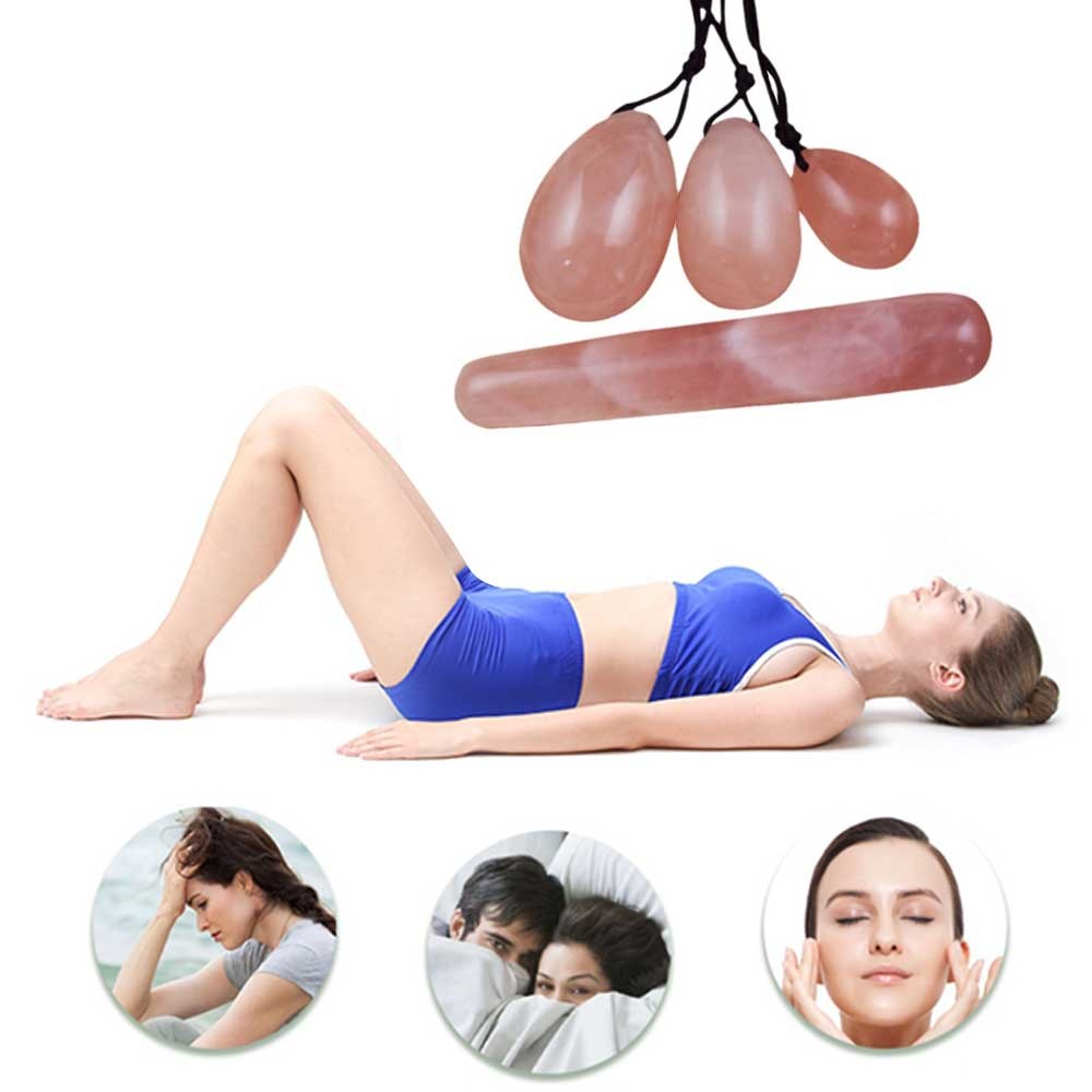 4X Yoni Eggs Set and Massage Wand Nephrite Jade Rose Quartz Opalite Yoni Egg
