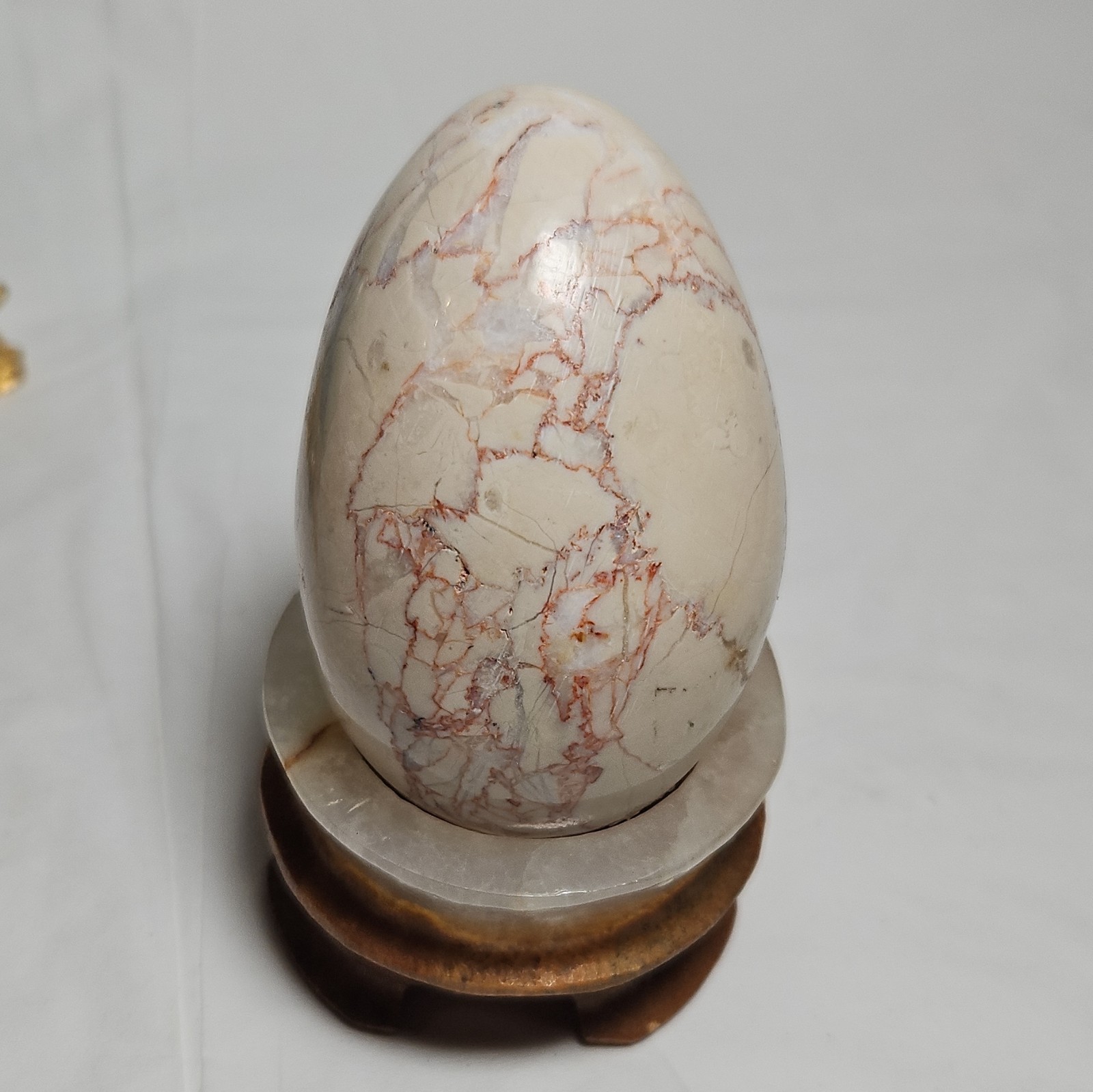 Lot of 4 Polished Stone Egg Crystal Mineral Display Specimens w/ Stands