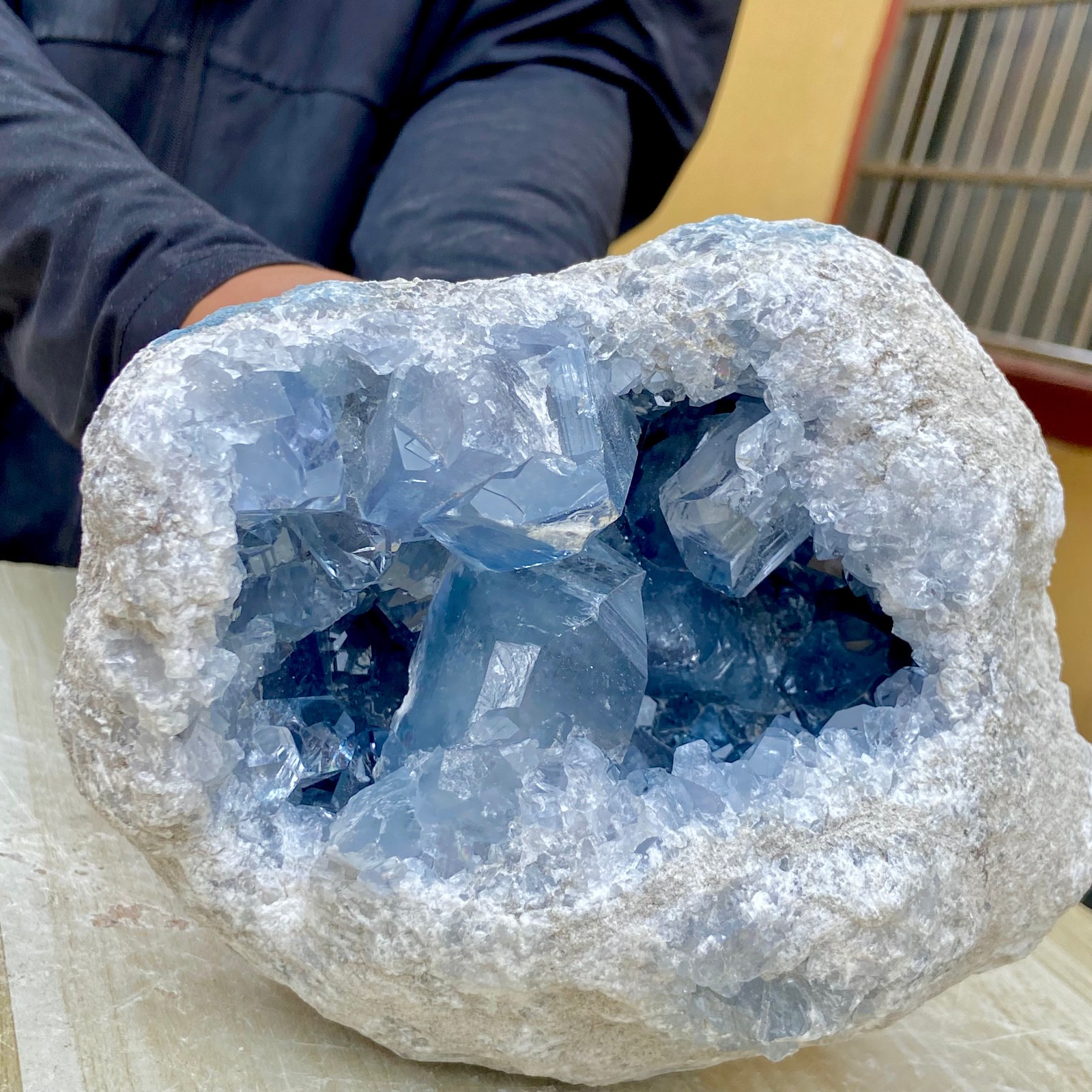 7.71LB Natural blue crystal cave quartz crystal cave mineral specimens