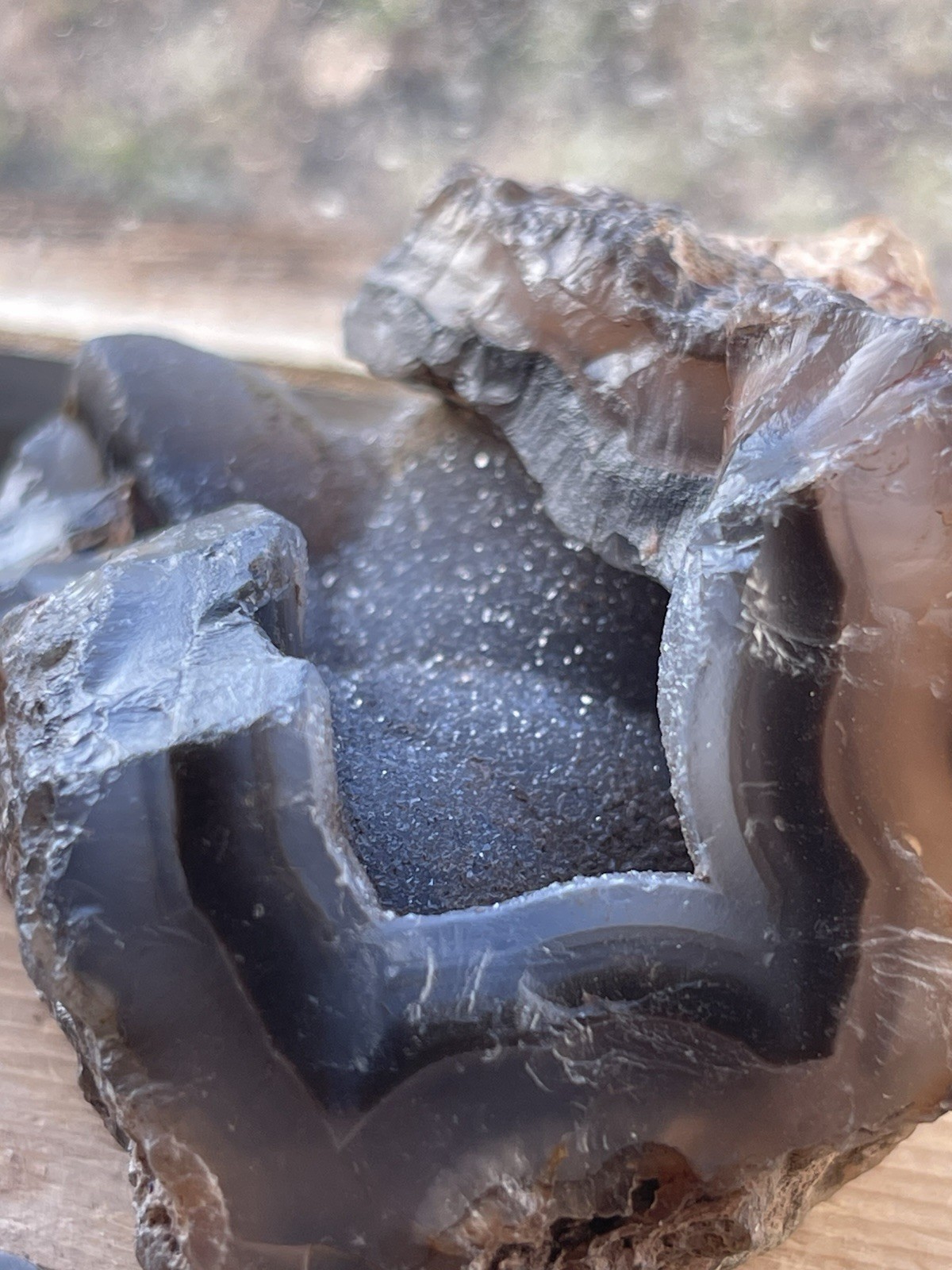 134g Natural Black Sphalerite Druzy With Distinctive Banded Agate
