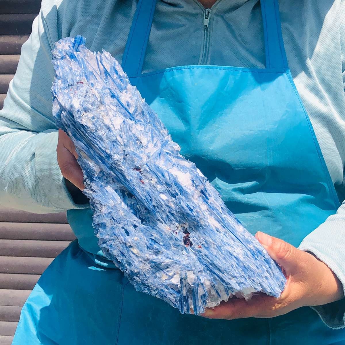4730G Natural Blue Quartz Crystal Specimen Raw Mineral Reiki Healing Home MH5285
