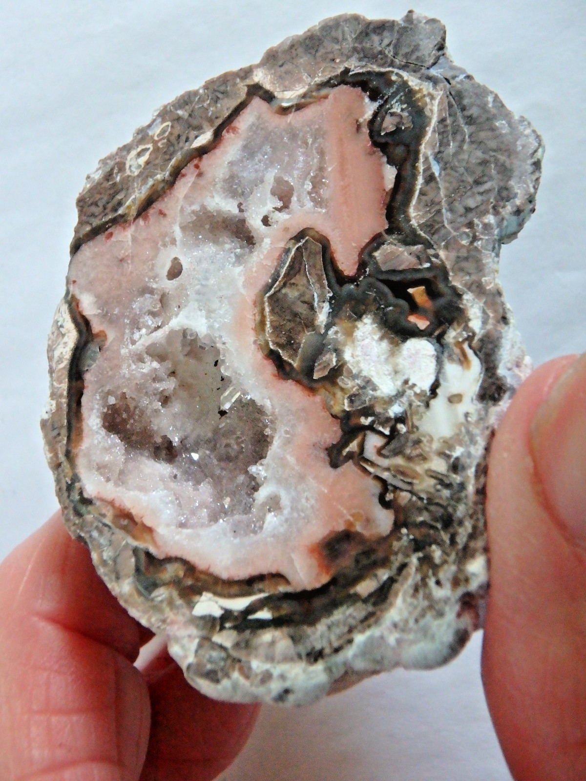 Unusual Baker Egg Geode Hermanus Ranch Columbus MN 65 grams half geode
