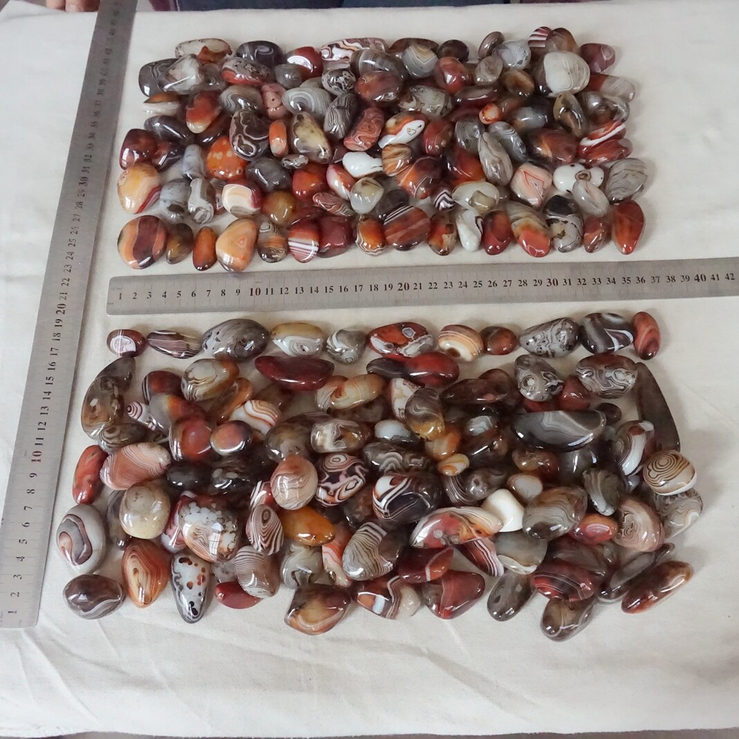 11LB 250Pcs 5kg Natural Band Sardonyx Carnelian Agate Crystal Palm Stone Healing