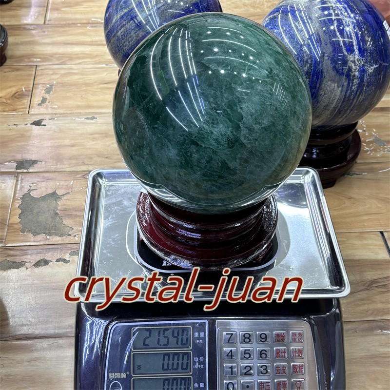 45.1LB Top Natural green fluorite Quartz Sphere Crystal Ball Healing 220mm+stand