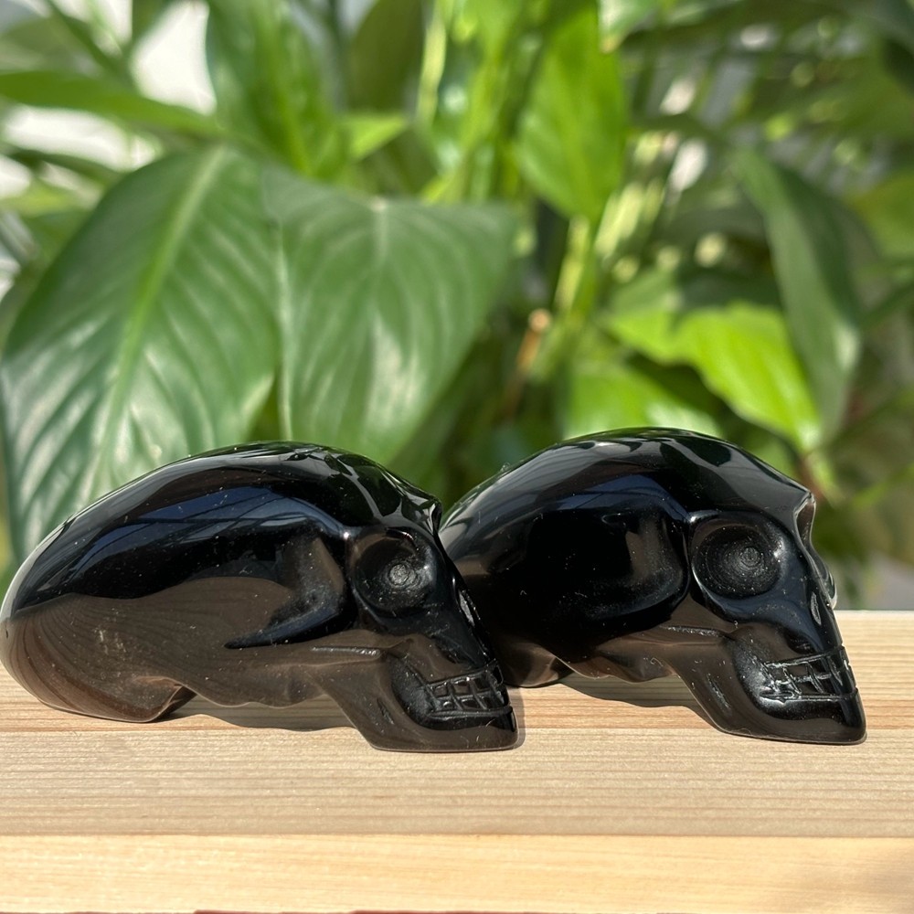 2.3″ Natural obsidian quartz alien skull hand carved crystal reiki healing 1pc