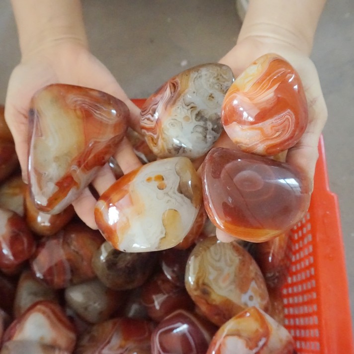5Kg 11LB 28Pcs Natural Band Sardonyx Carnelian Agate Crystal Palm Stone Healing