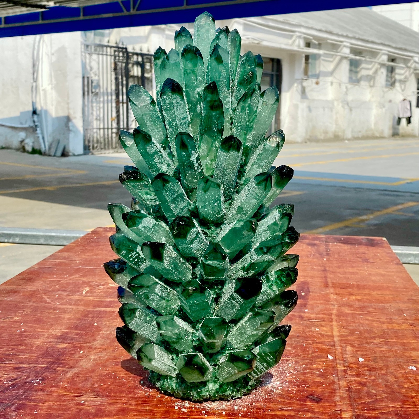 19.8LB Newly discovered green phantom quartz crystal cluster minerals
