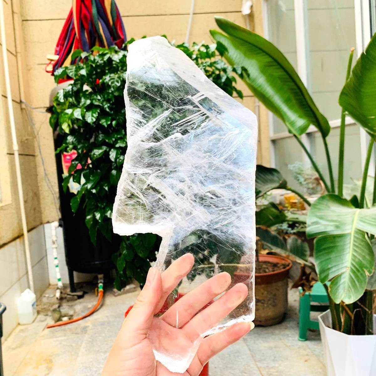 2.84LB Natural Clear Transparent Selenite Slab Gypsum Crystal Mineral Specimen