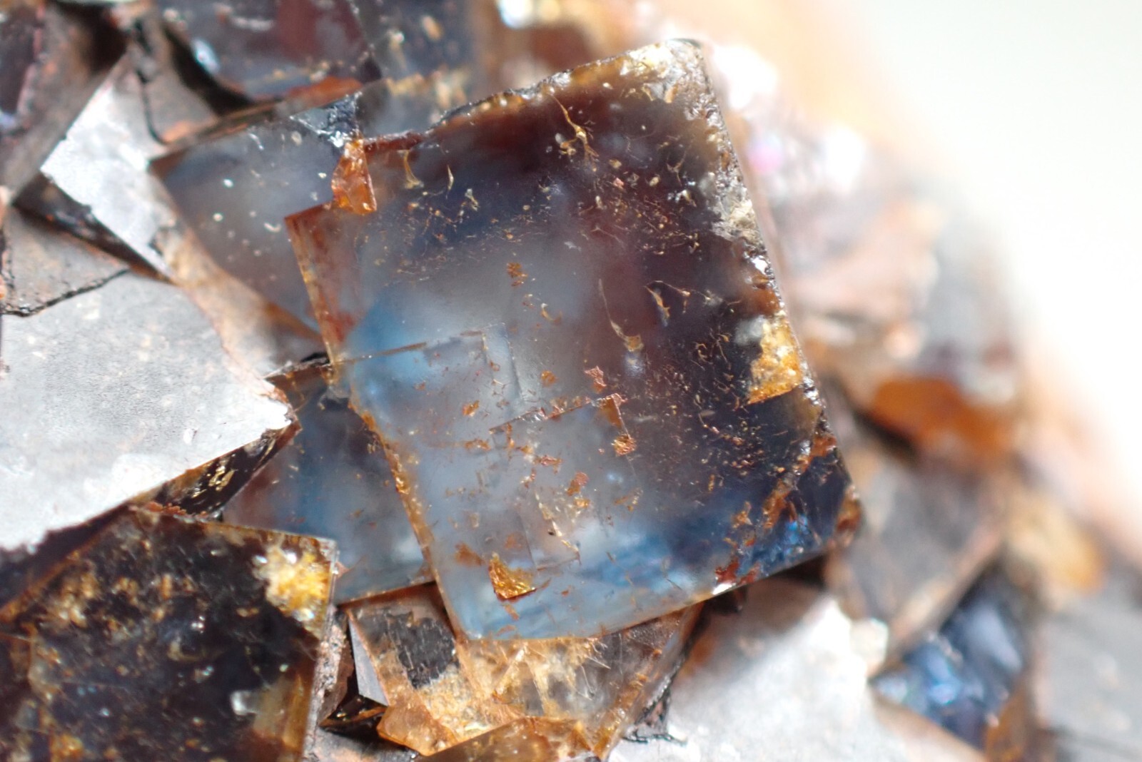FLUORITE * BLUE CRYSTALS ON QUARTZ * RARE LOCALITY ! Cerny Potok, CZECH REPUBLIC