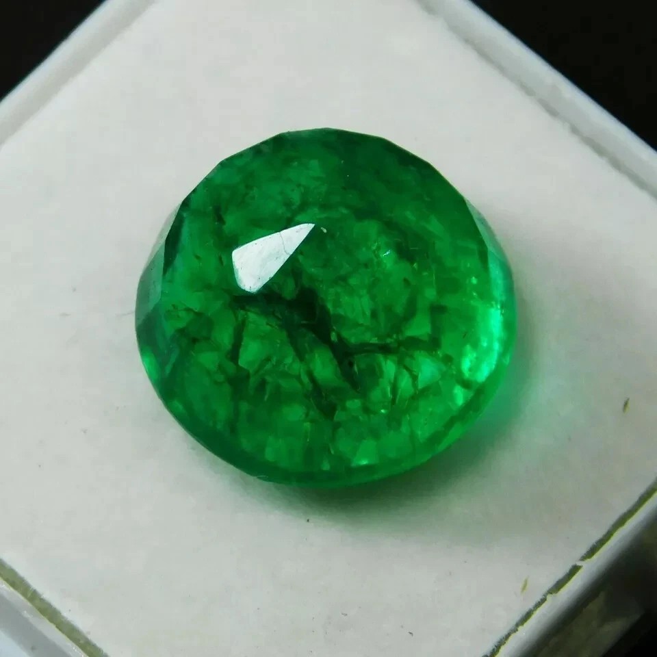 10-11 Ct Green Emerald Certified Natural Colombian Round Cut Loose Gemstone