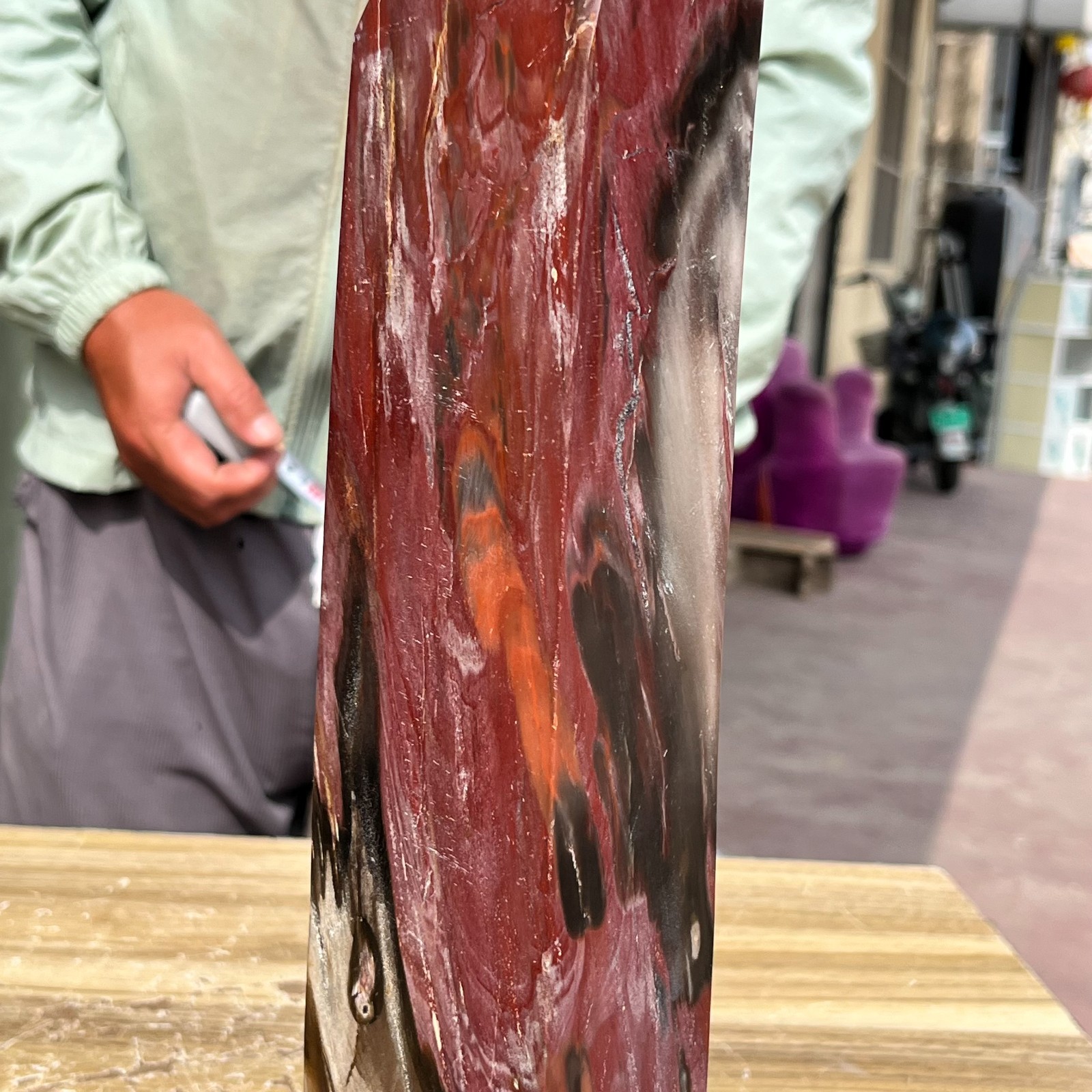 16.98LB Large Natural Polished Petrified Wood Obelisk Tower Crystal Reiki Decor