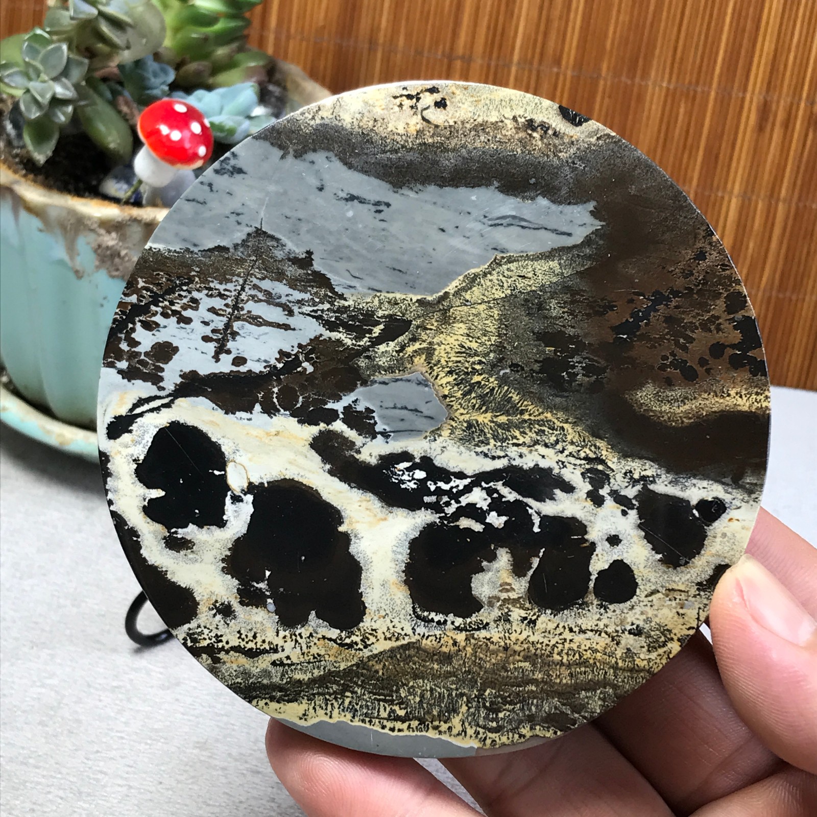 99mm Natural Chinese painting stone crystal ornaments for home decoration A6401
