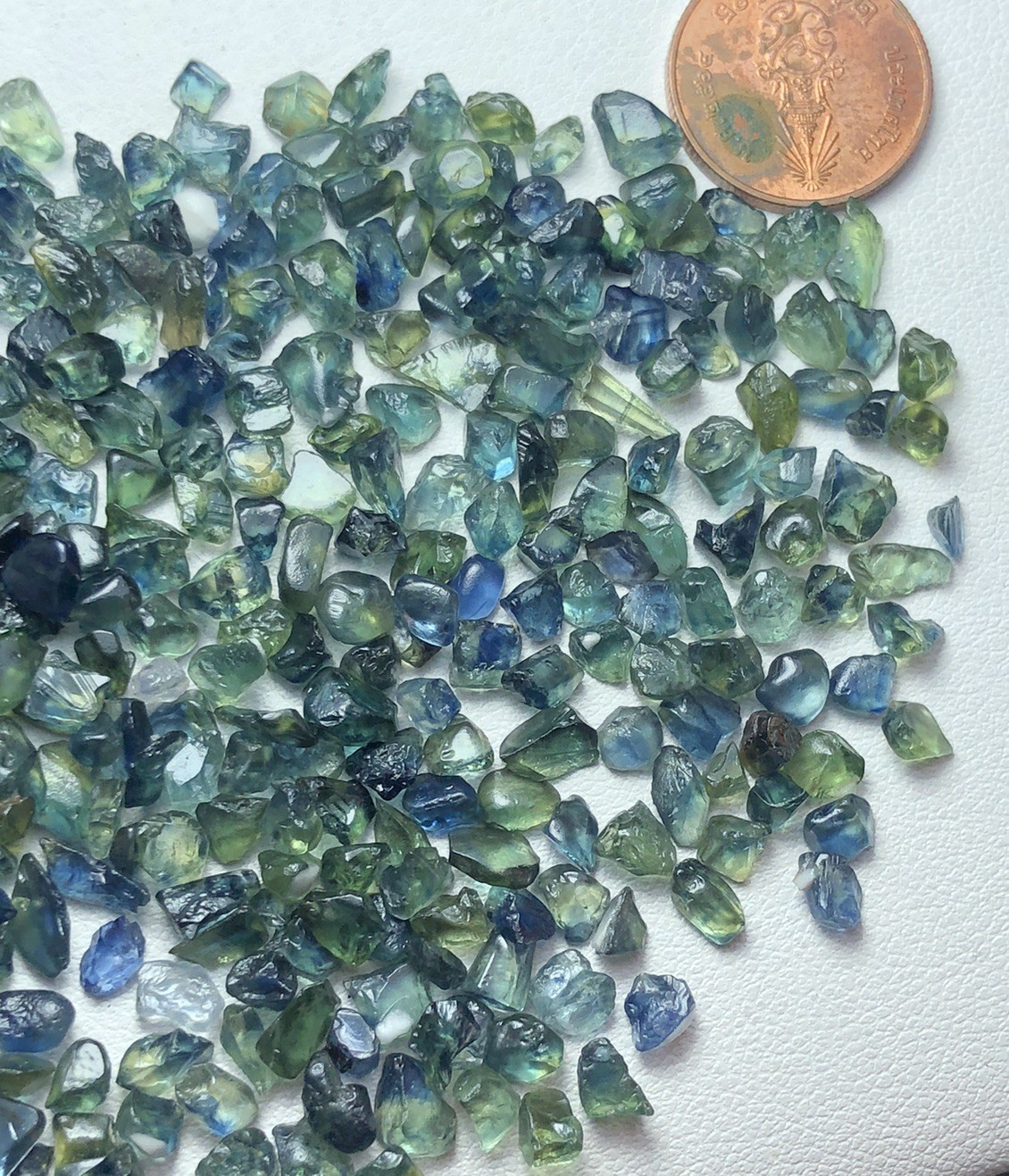 37 Gram/facet Rough Teal Bicolour Sapphires Ready For Mm Size Cutting Good Deal