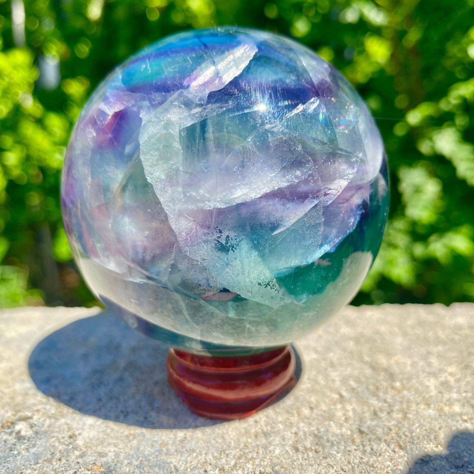 1.24LB natural Green fluorite ball quartz crystal Sphere Reiki energy healing